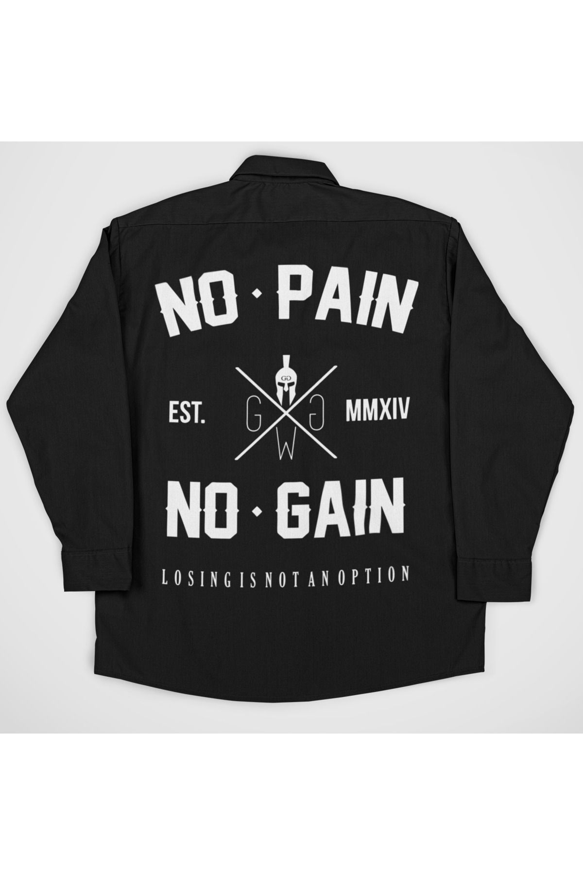 SEVBANO No Pain No Gain Baskılı Unisex Fitness Gym Cepli Gömlek