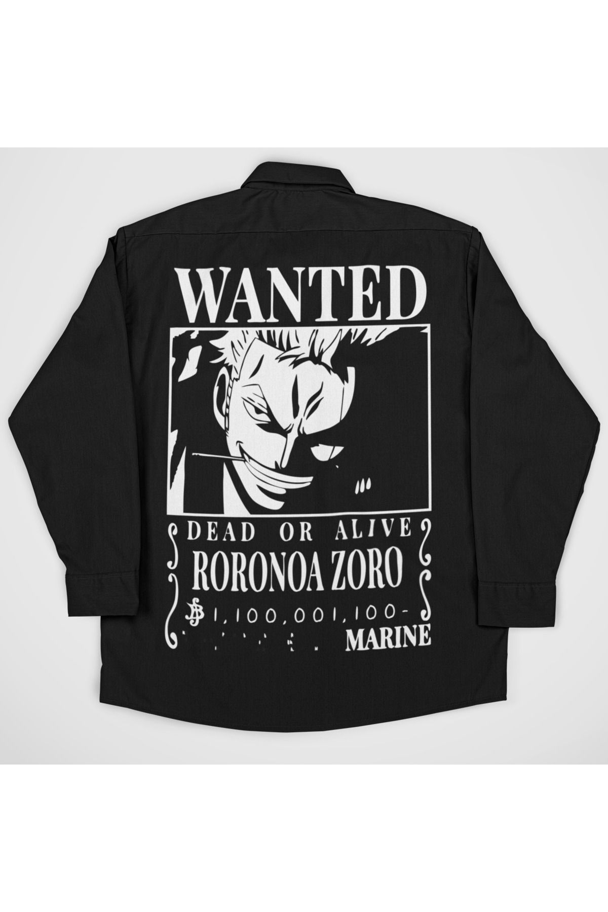 SEVBANO Wanted Roronoa Zoro Baskılı Unisex Anime Cepli Gömlek