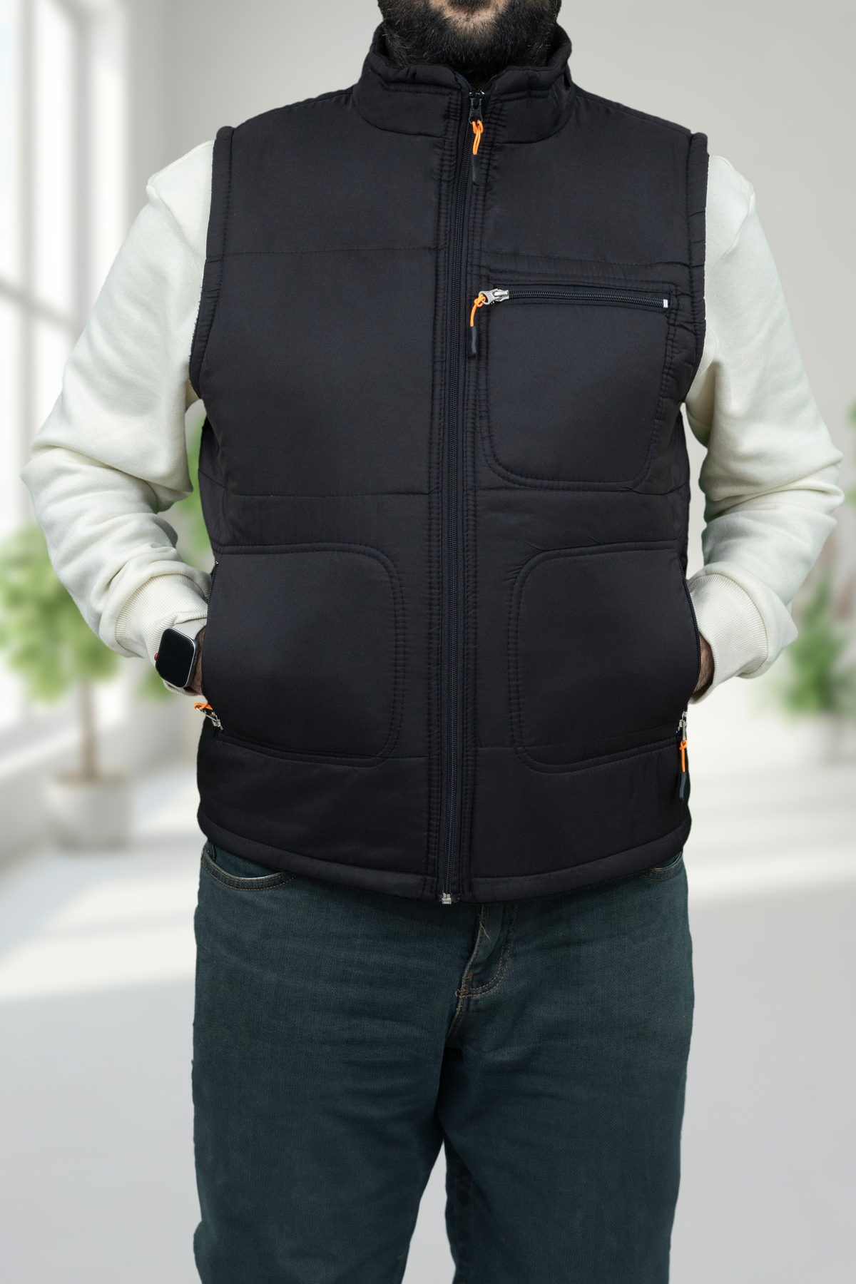 KALENDMARK  Erkek Çok Cepli Içi Polarlı Regular Kalıp Şişme Yelek - Görsel 4