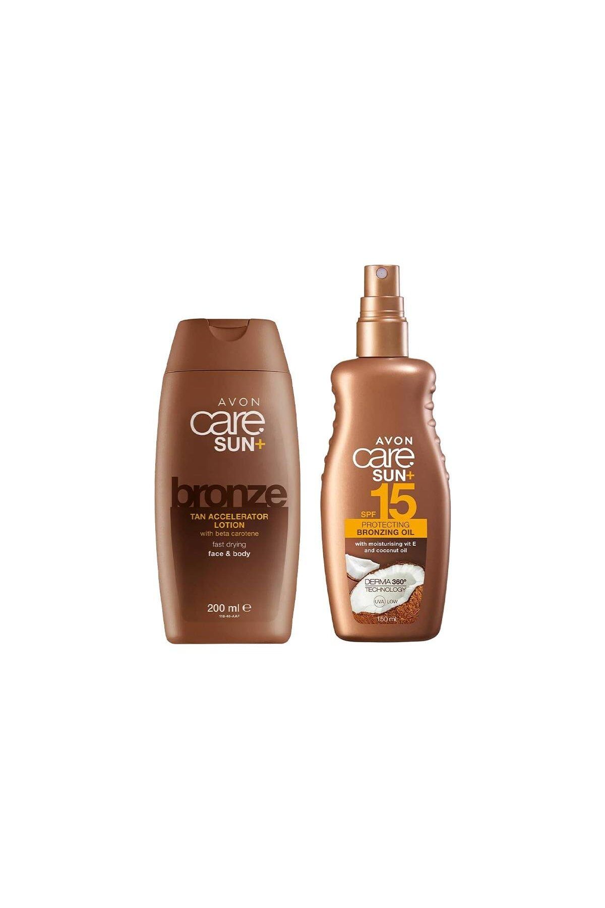 AVON Bronzlaşmayı Hızlandırıcı Losyon 200ml ve Hindistan Cevizi Özlü Bronzlastırıcı SPF15-150 ml Set