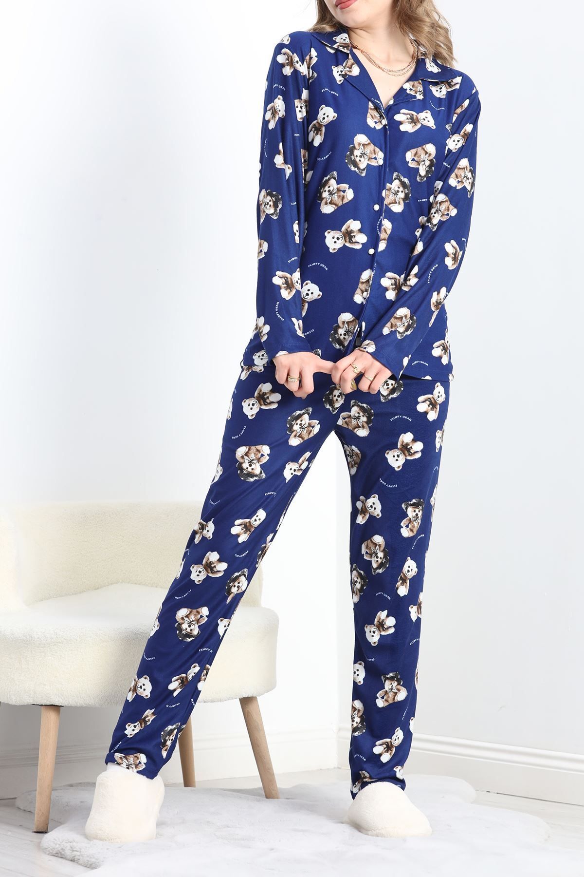 civetta Süet Pijama Takımı Saks - 40003.1049.