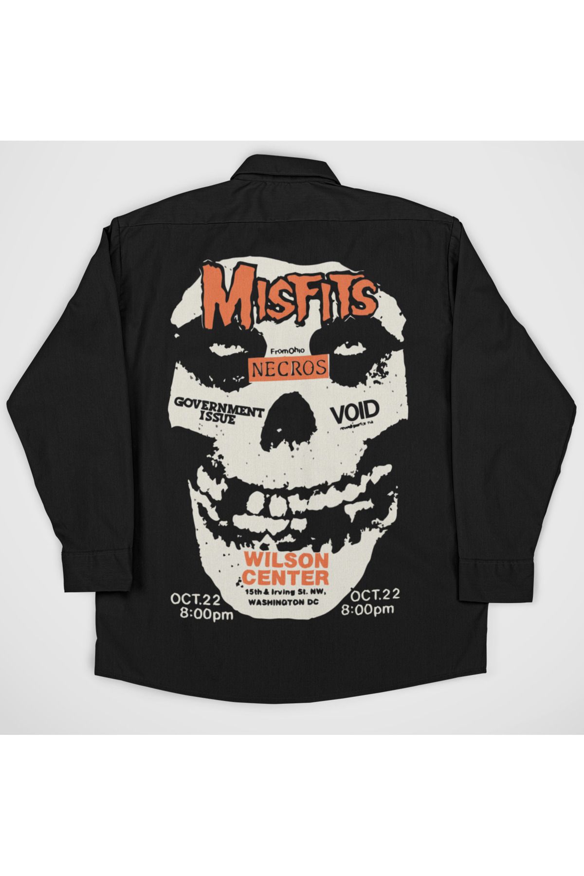 SEVBANO Misfits Müzik Grubu Baskılı Unisex Rock Metal Cepli Gömlek