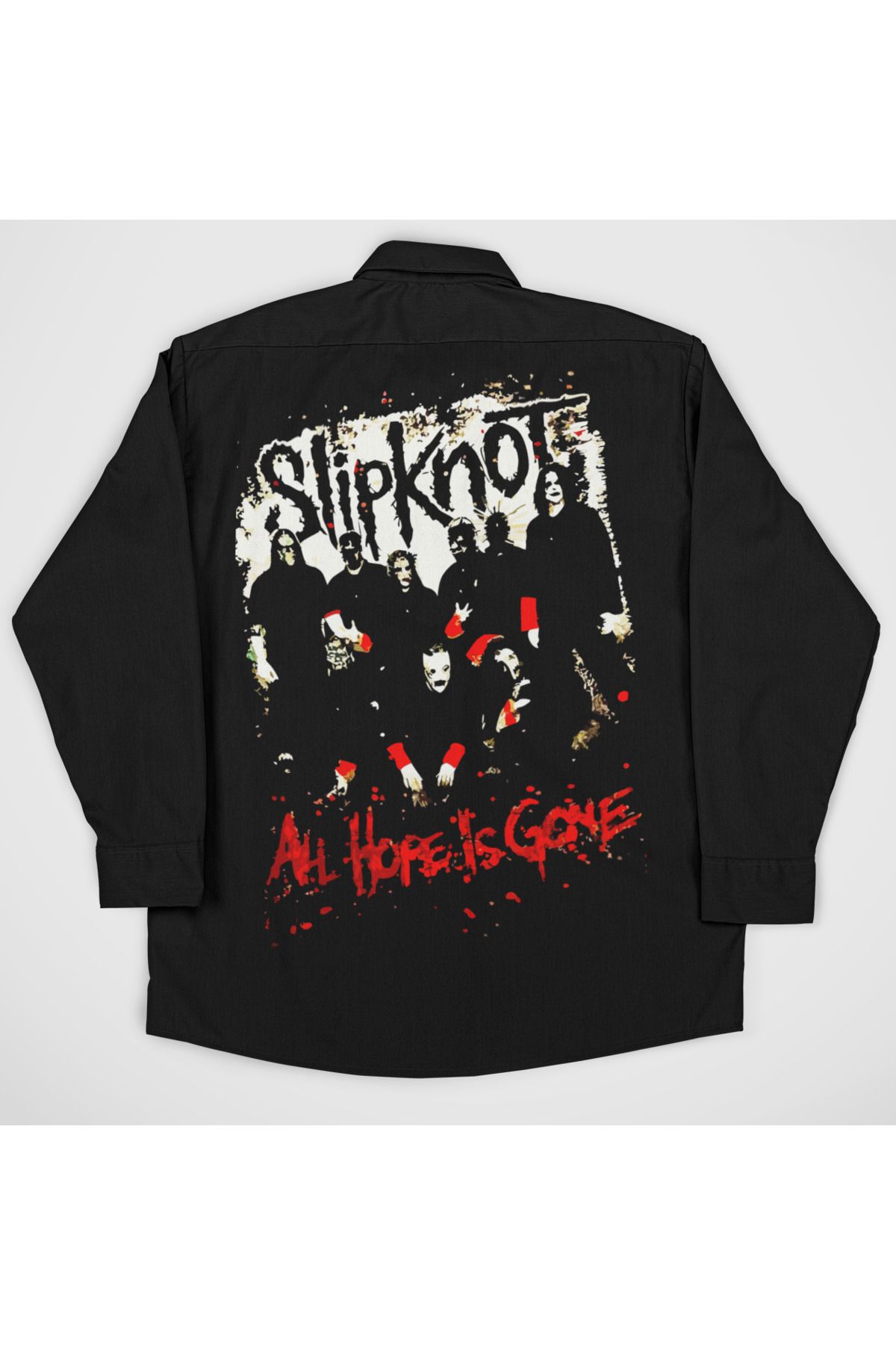 SEVBANO Slipknot Müzik Grubu Baskılı Unisex Rock Metal Cepli Gömlek