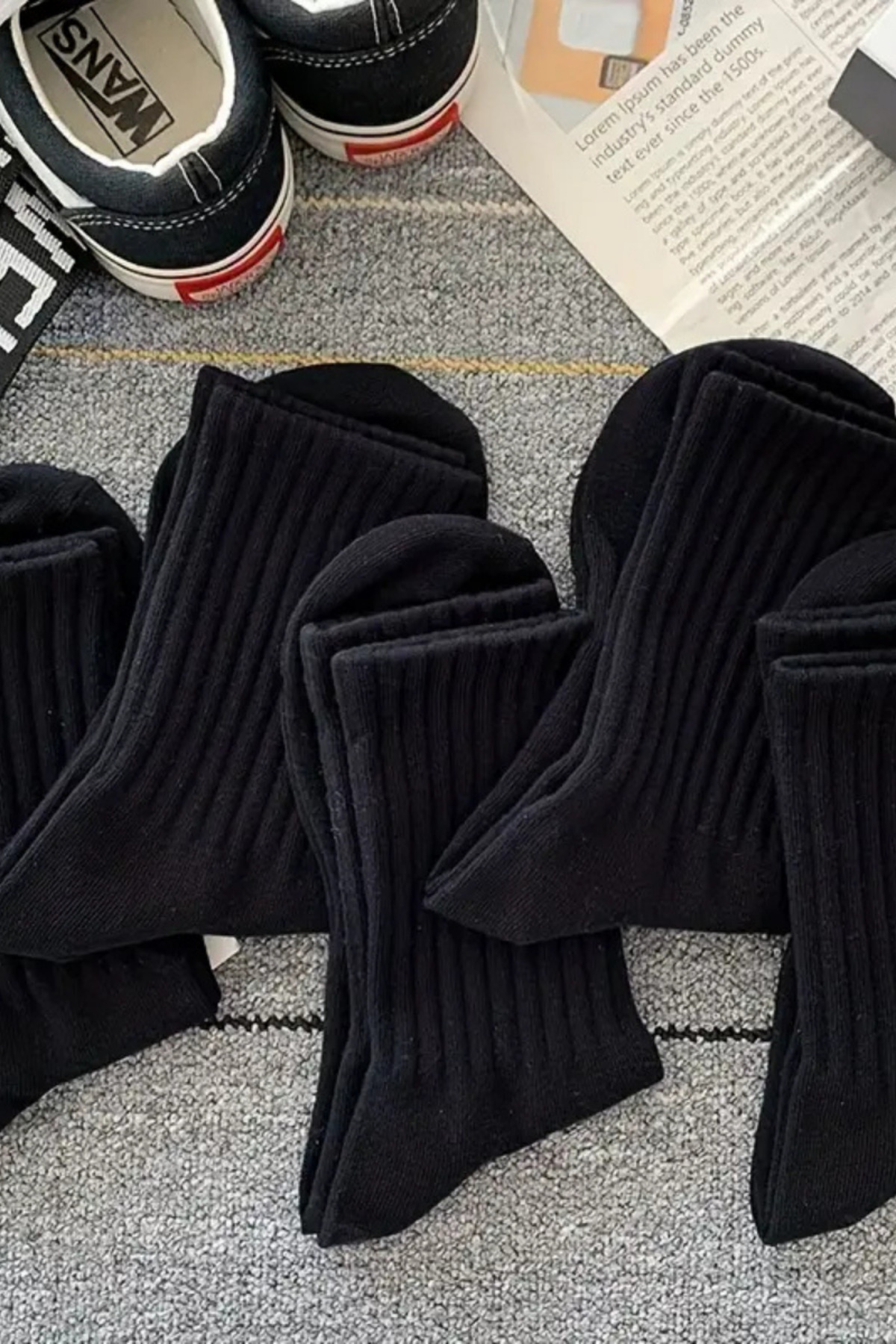 6 Çift Siyah Soket Çorap Seti Pamuklu Yazlık Kışlık Unisex Çorap Seti — görsel 3 · TYBLTVDGCBEHC0DW41