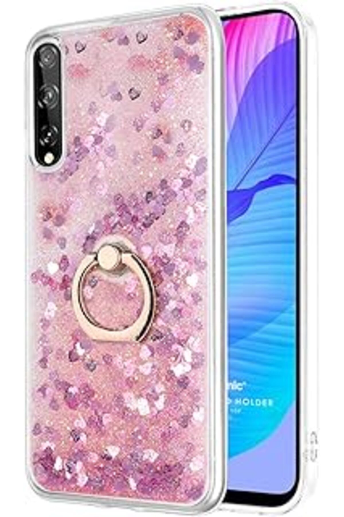 NZM TİCARET Huawei Y8P Için Kılıf Glitter Liquid Pembe [Y8P Ile Uyumlu Kılıf - Pembe]