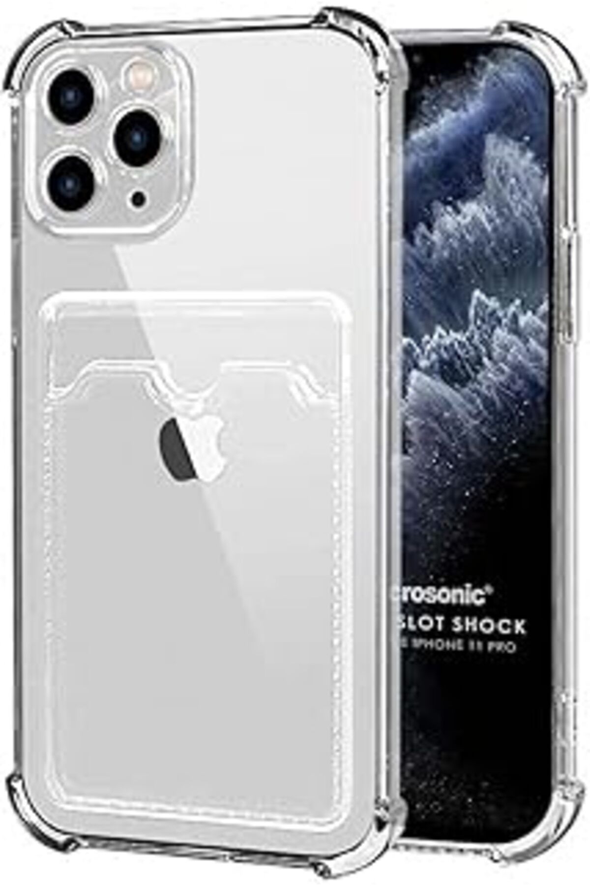 EDALKILIÇ Iphone 11 Pro Için Card Slot Shock Kılıf Şeffaf [Iphone 11 Pro Ile Uyumlu Kılıf -