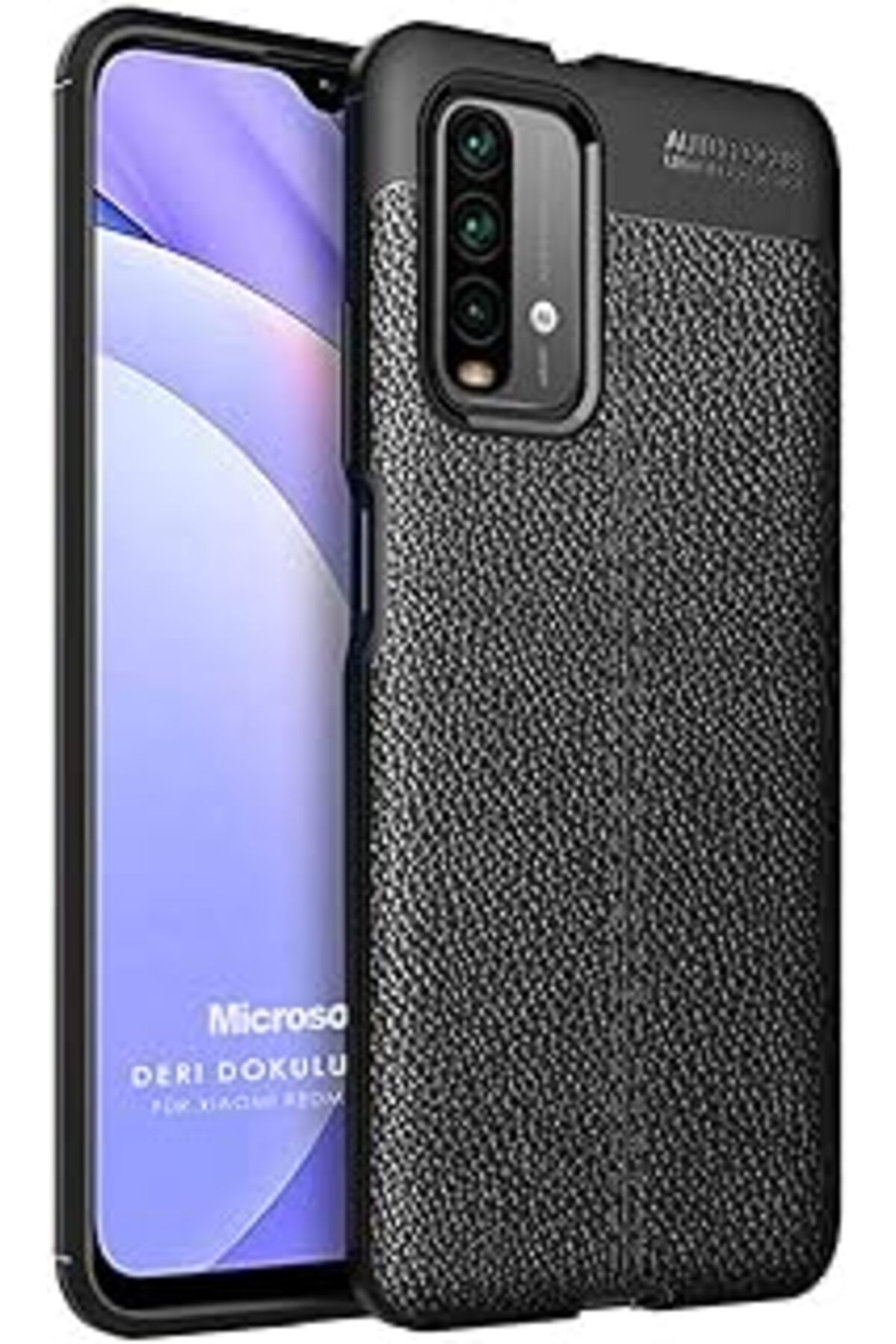 feifei Mi Redmi Note 9 4G Için Kılıf Deri Dokulu Silikon Siyah [Redmi Note 9 4G Ile Uyumlu