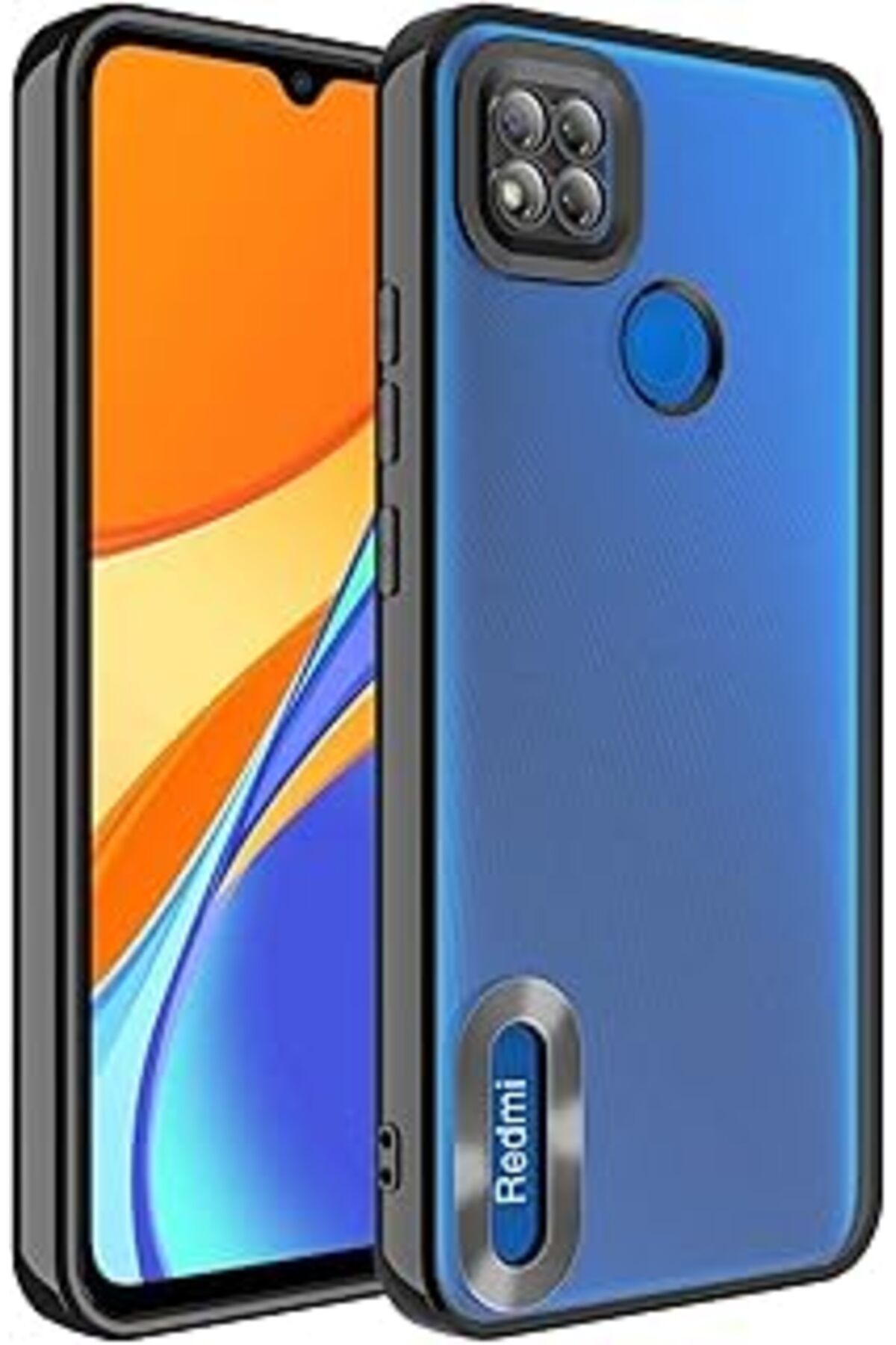 EDALKILIÇ Mai Redmi 9C Kılıf Kamera Korumalı Logo Gösteren Omega Kapak (Siyah)