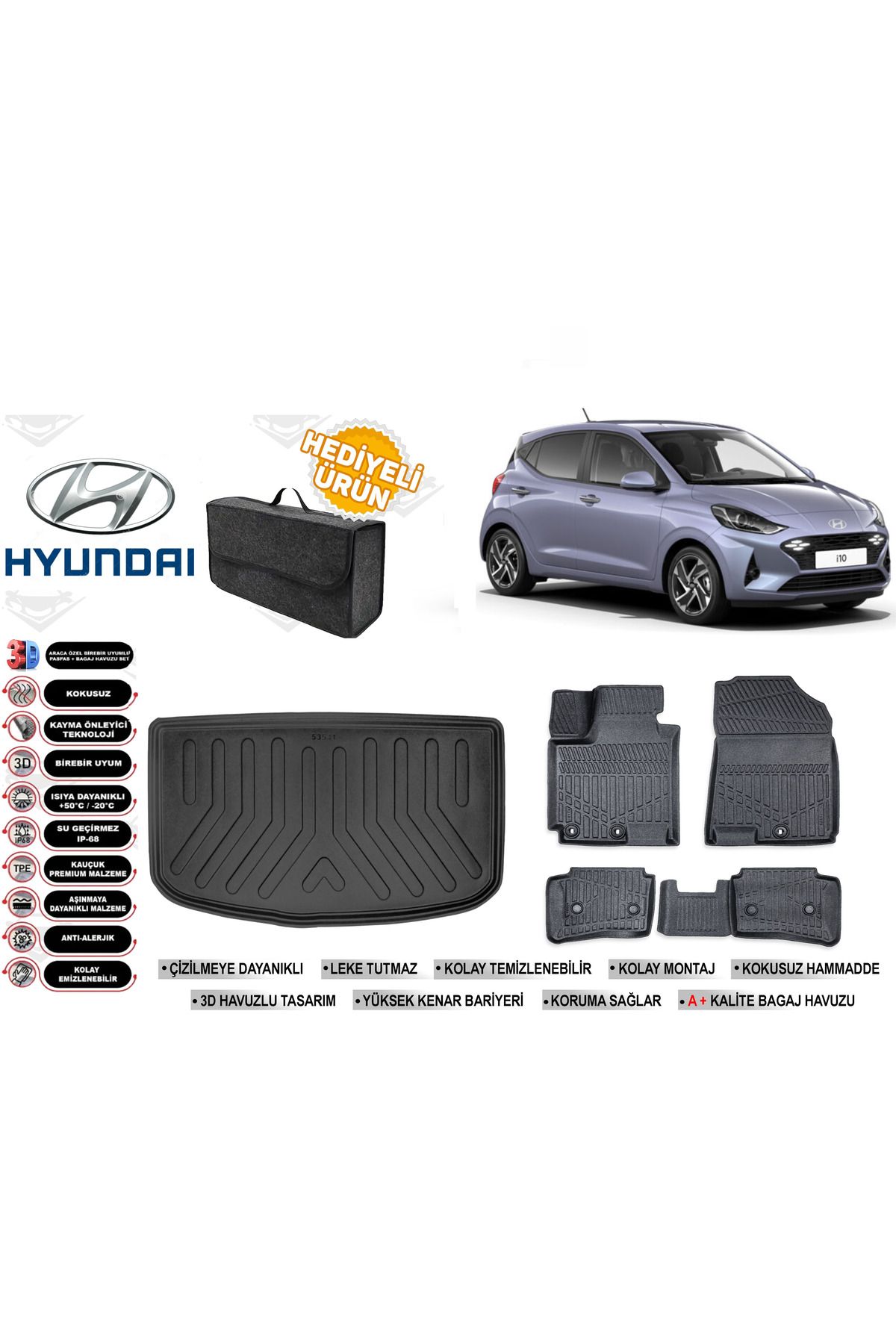 ko kaliteoto Hyundai İ10 2022 Model Bagaj Havuzu+Paspas Seti Maximum Serisi Hediyeli