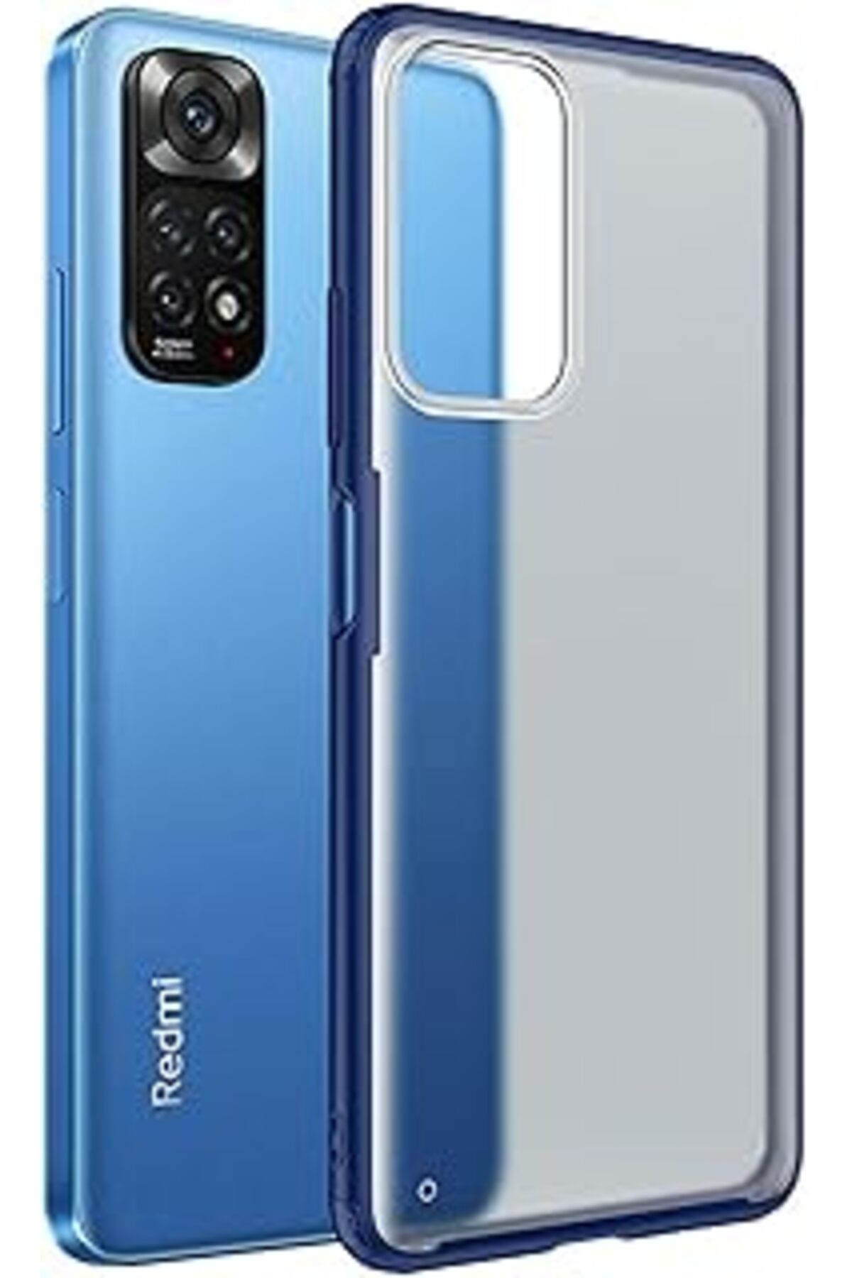 EDALKILIÇ Mi Redmi Note 11S Için Kılıf Frosted Frame Lacivert [Redmi Note 11S Ile Uyumlu Kılıf