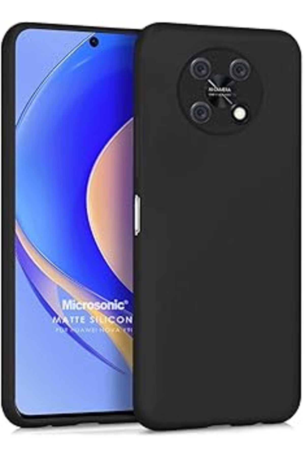 NZM TİCARET Matte Silicone Huawei Nova Y90 Için Kılıf Siyah [Nova Y90 Ile Uyumlu Kılıf - Siyah]