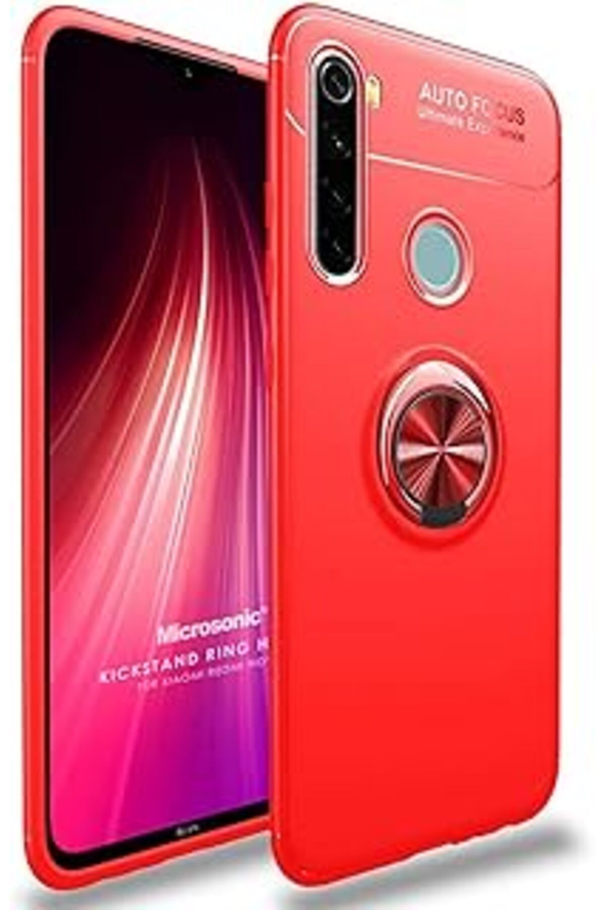 feifei Mi Redmi Note 8T Için Kılıf Kickstand Ring Kırmızı [Redmi Note 8T Ile Uyumlu