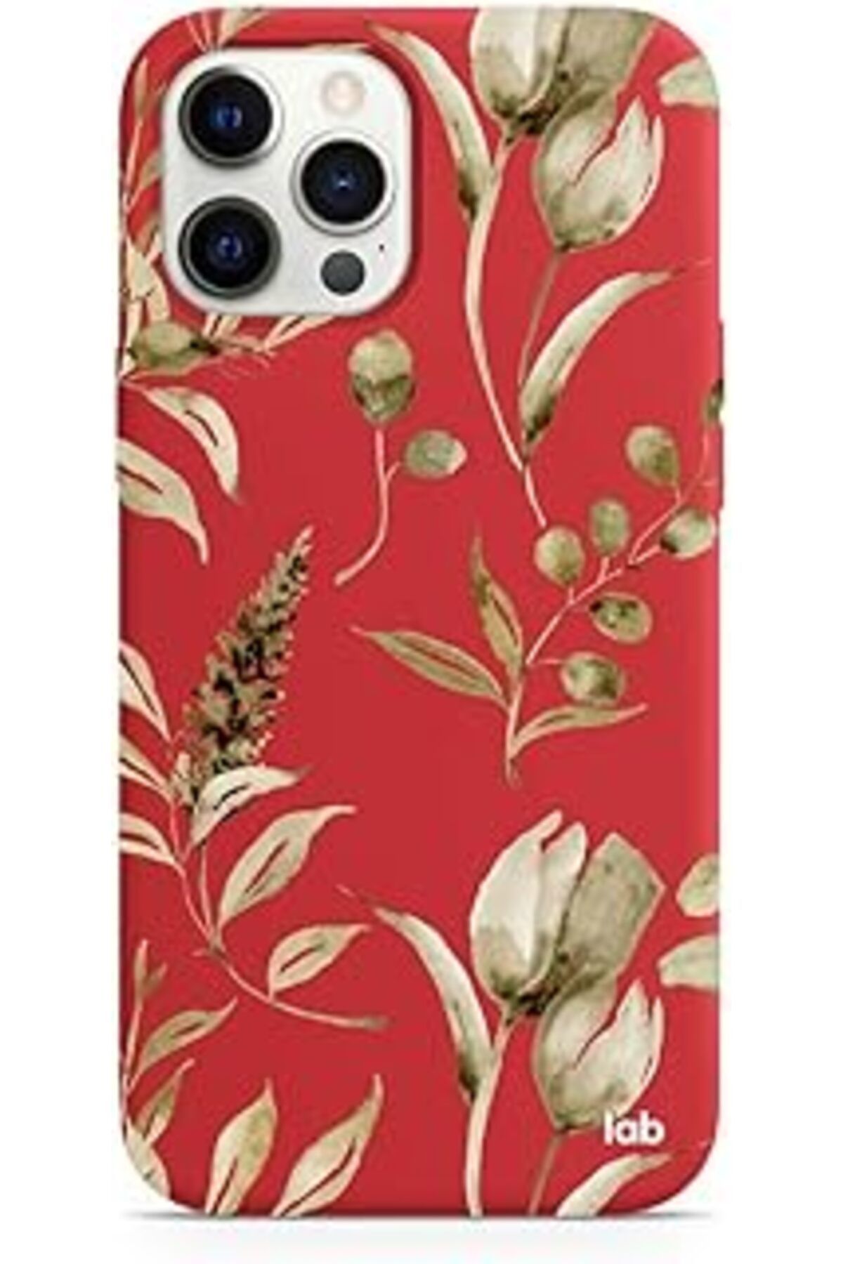 nazeninstoğu Caseslab Iphone 12 Pro Max Kırmızı Silikon Telefon Kılıfı - Monochrome Flowers Iii