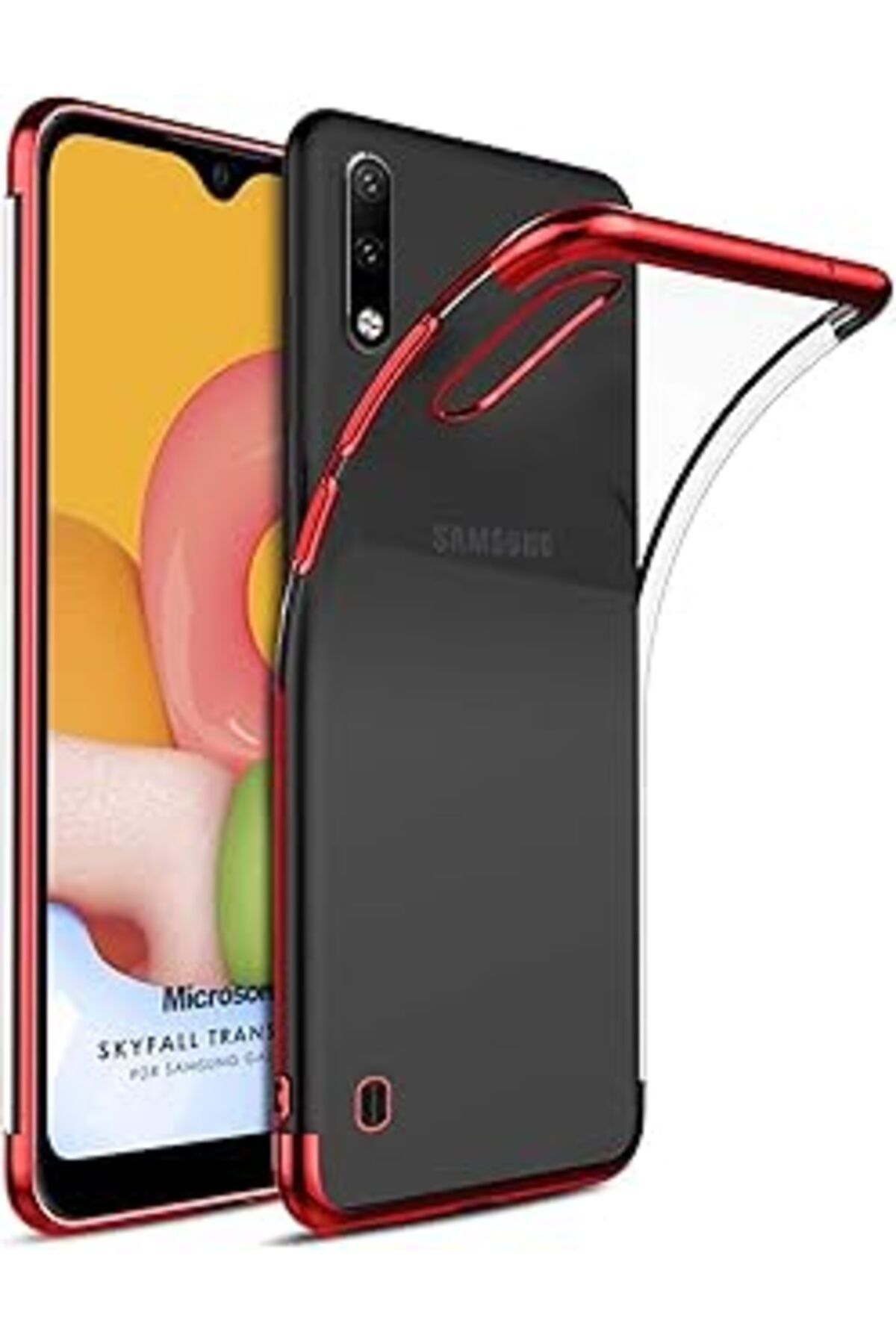 feifei Galaxy A01 Kılıf Skyfall Transparent Clear Kırmızı