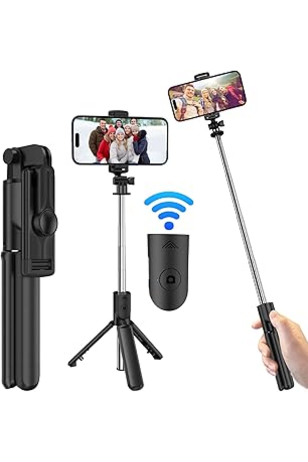 NZM TİCARET Aukvite Selfie Çubuğu Tripod, 3'Ü 1 Arada Bluetooth Selfie Çubuğu Tripod, 360° Selfie Çubuğu Iphone