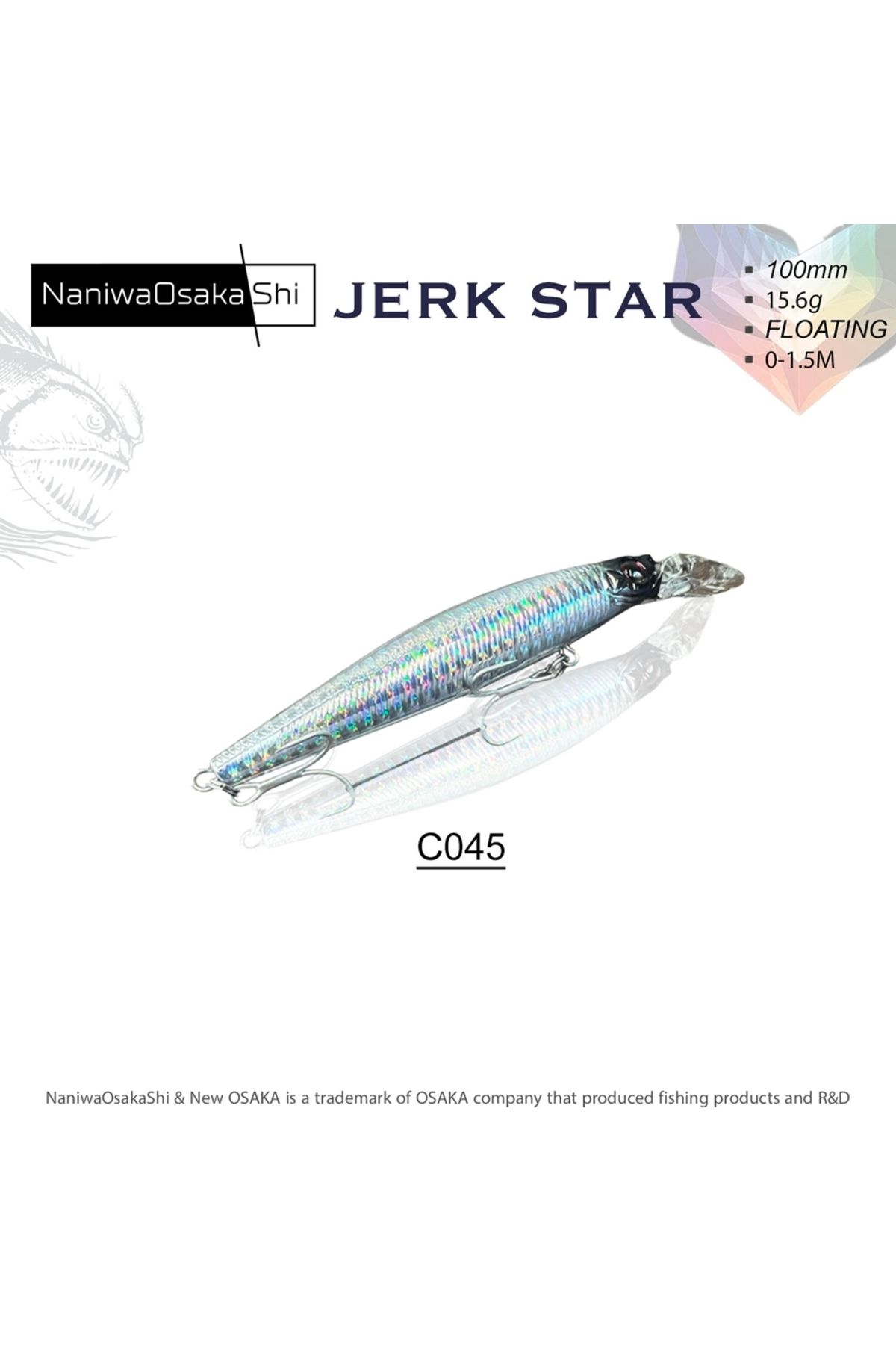 NaniwaOsaka Shi NaniwaOsakaShi JerkStar 100 mm 15.6 gr Floating Maket Balık C045