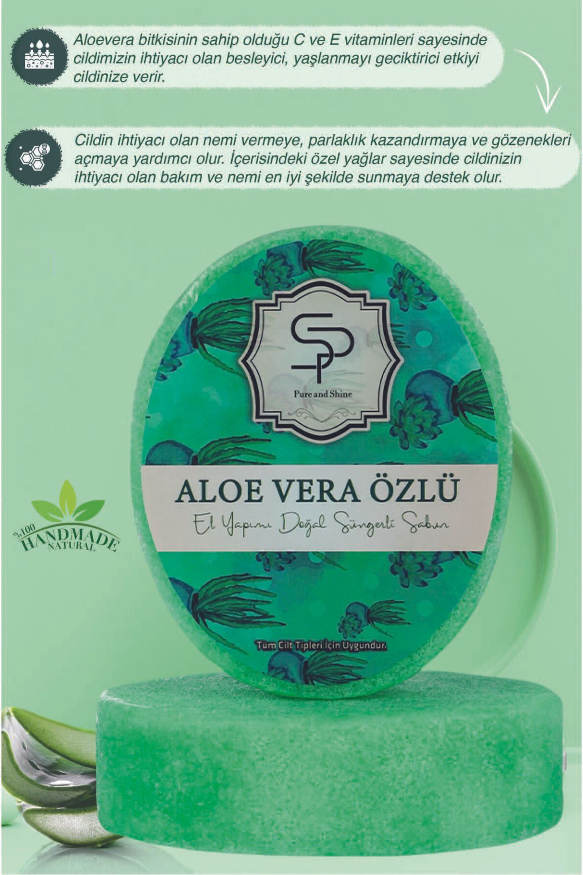 Pureandshine ALOEVERA ÖZLÜ EL YAPIMI DOĞAL SÜNGERLİ SABUN