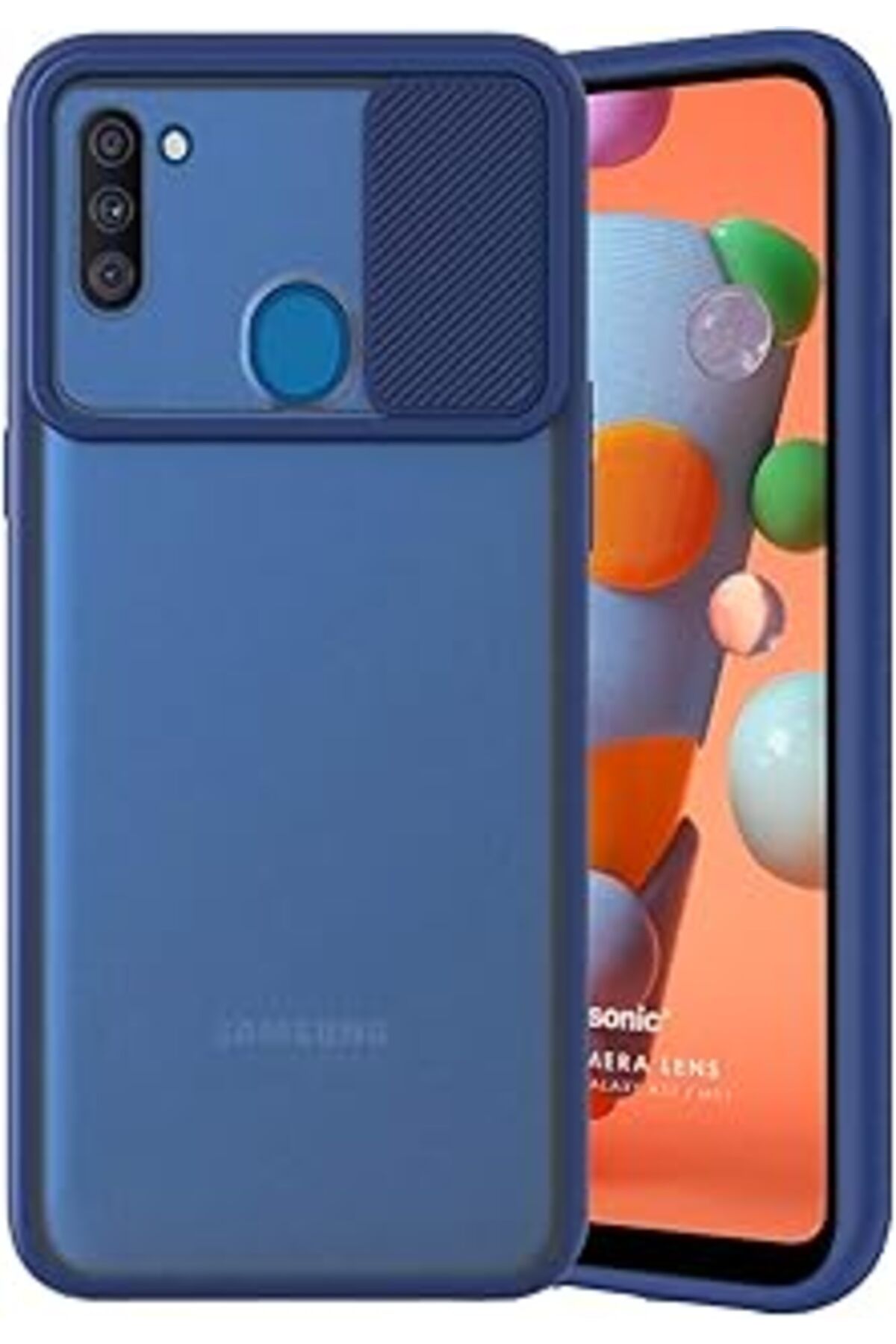 MAGNESİA Galaxy A11 Kılıf Slide Camera Lens Protection Lacivert