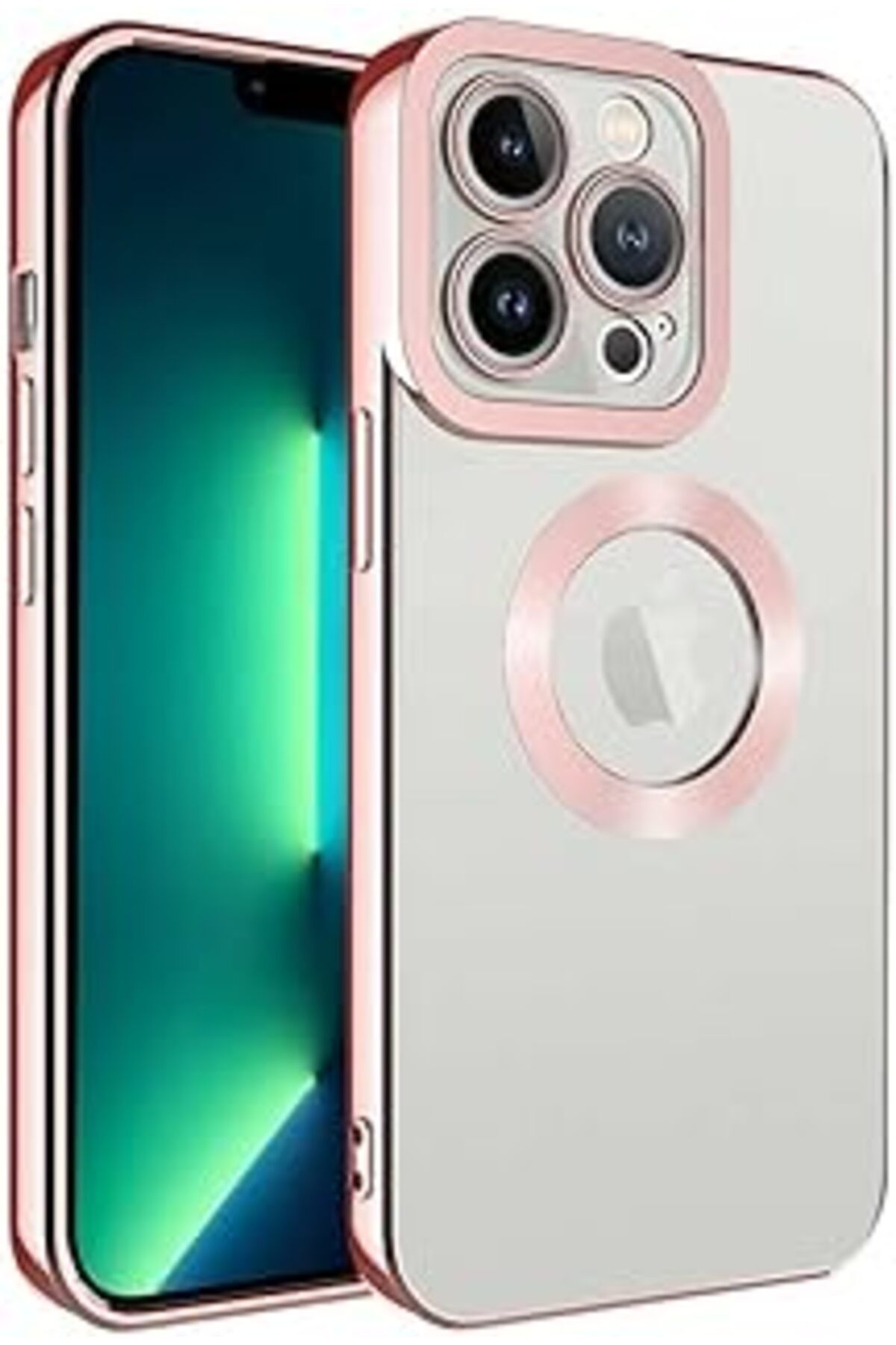 NZM TİCARET Iphone 14 Pro Ile Uyumlu Kılıf Lens Camını Koruyan Çıkıntılı Logo Gösteren Lazer Parlak K