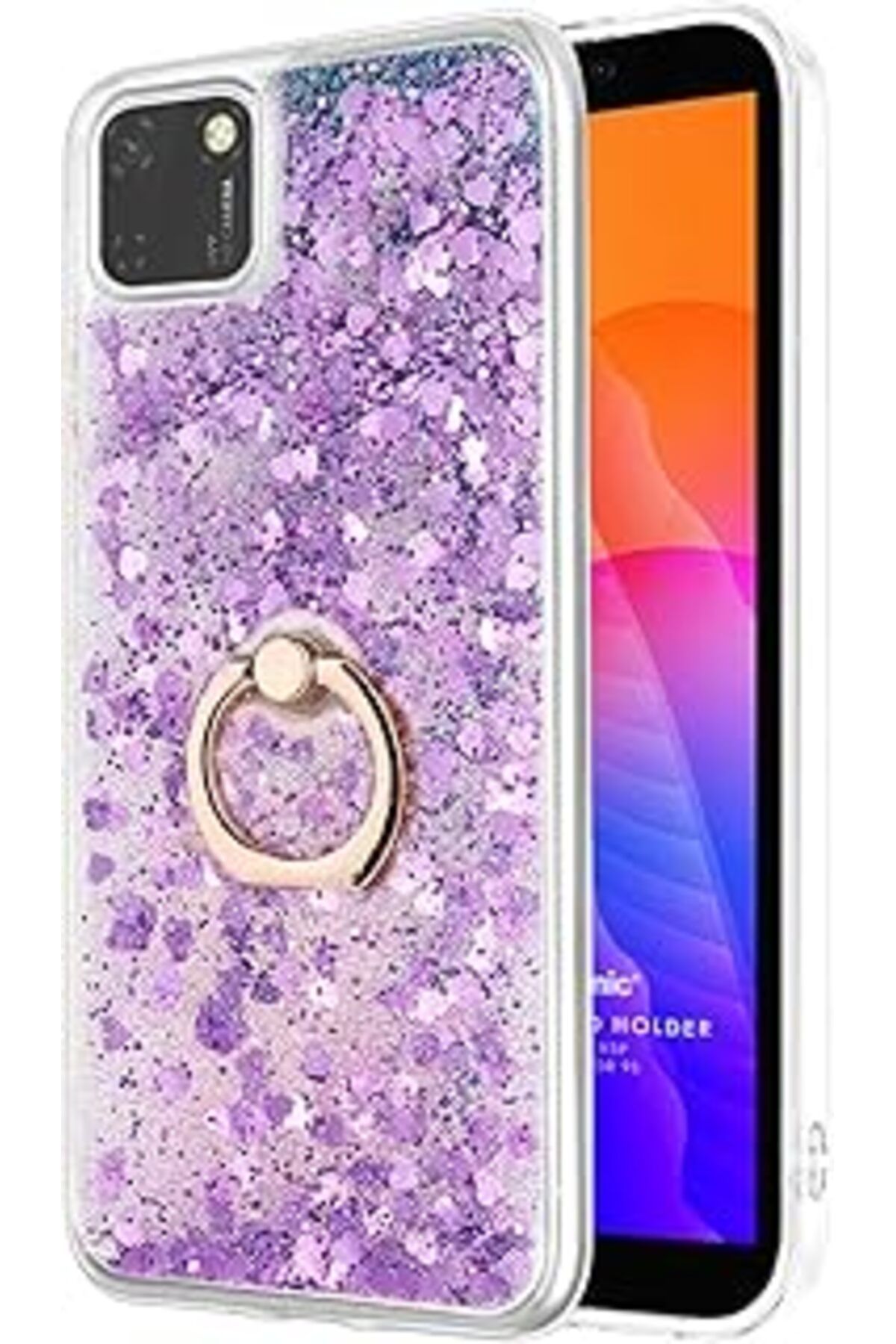 feifei Huawei Y5P Için Kılıf Glitter Liquid Mor [Y5P Ile Uyumlu Kılıf - Mor]