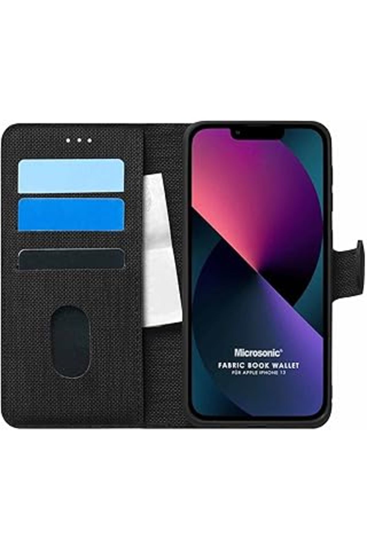 NZM TİCARET Appple Iphone 13 Için Kılıf Fabric Book Wallet Siyah [Iphone 13 Ile Uyumlu Kılıf - Siyah]