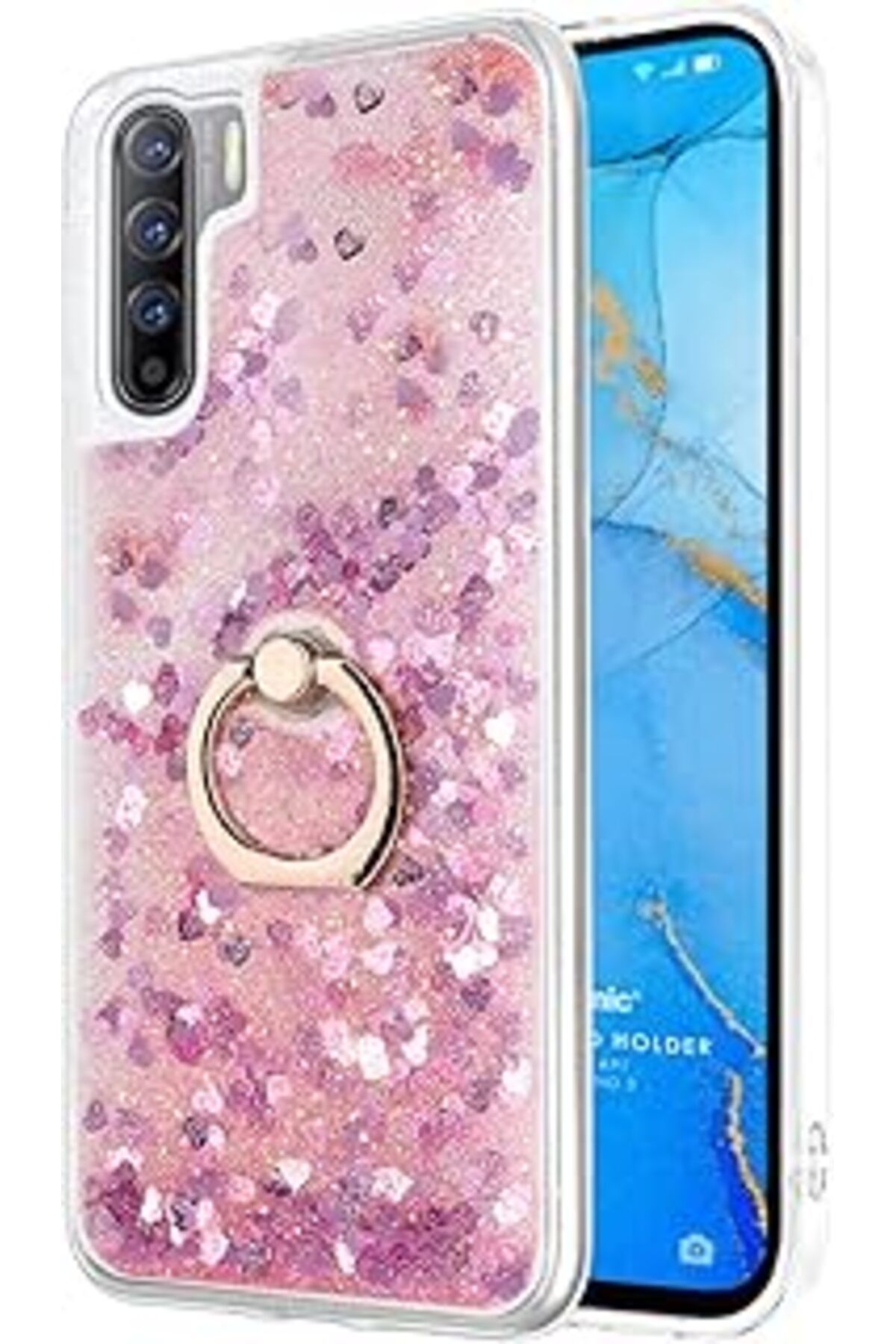 feifei Oppo A91 Için Kılıf Glitter Liquid Pembe [A91 Ile Uyumlu Kılıf - Pembe]