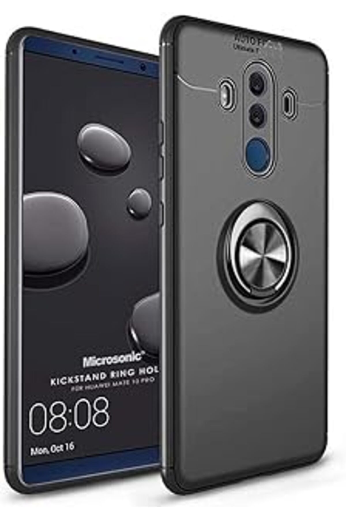 NZM TİCARET Huawei Mate 10 Pro Için Kılıf Kickstand Ring Siyah [Mate 10 Pro Ile Uyumlu Kılıf