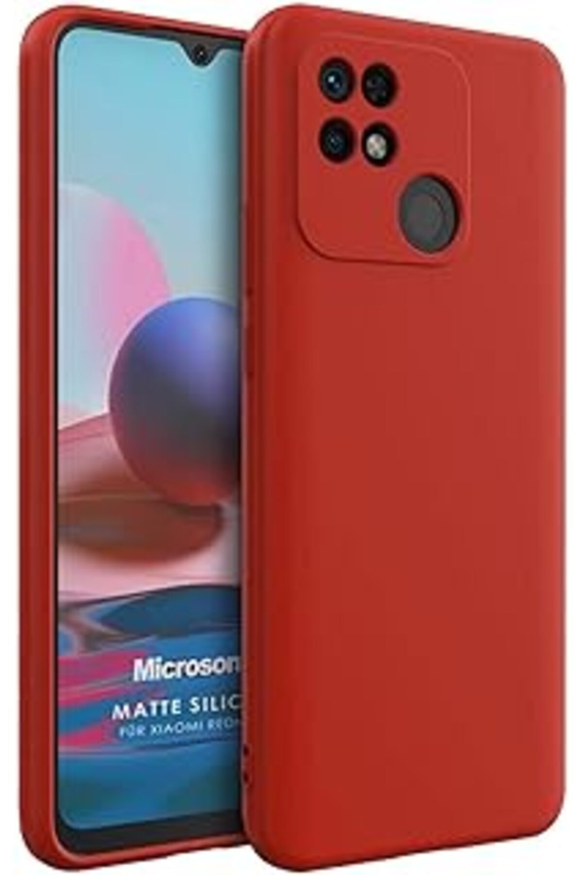 EDALKILIÇ Matte Silicone Mi Redmi 10C Için Kılıf Kırmızı [Redmi 10C Ile Uyumlu Kılıf - Kırmızı]