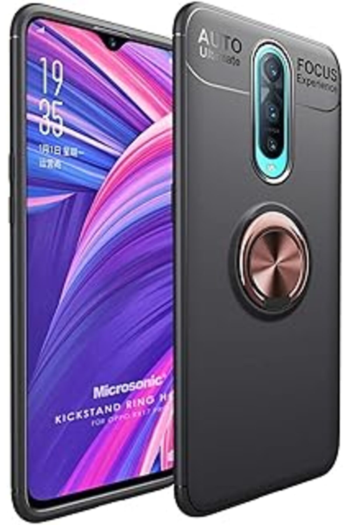 nerede bulurum Oppo Rx17 Pro Için Kılıf Kickstand Ring Siyah Rose [Rx17 Pro Ile Uyumlu Kılıf - S