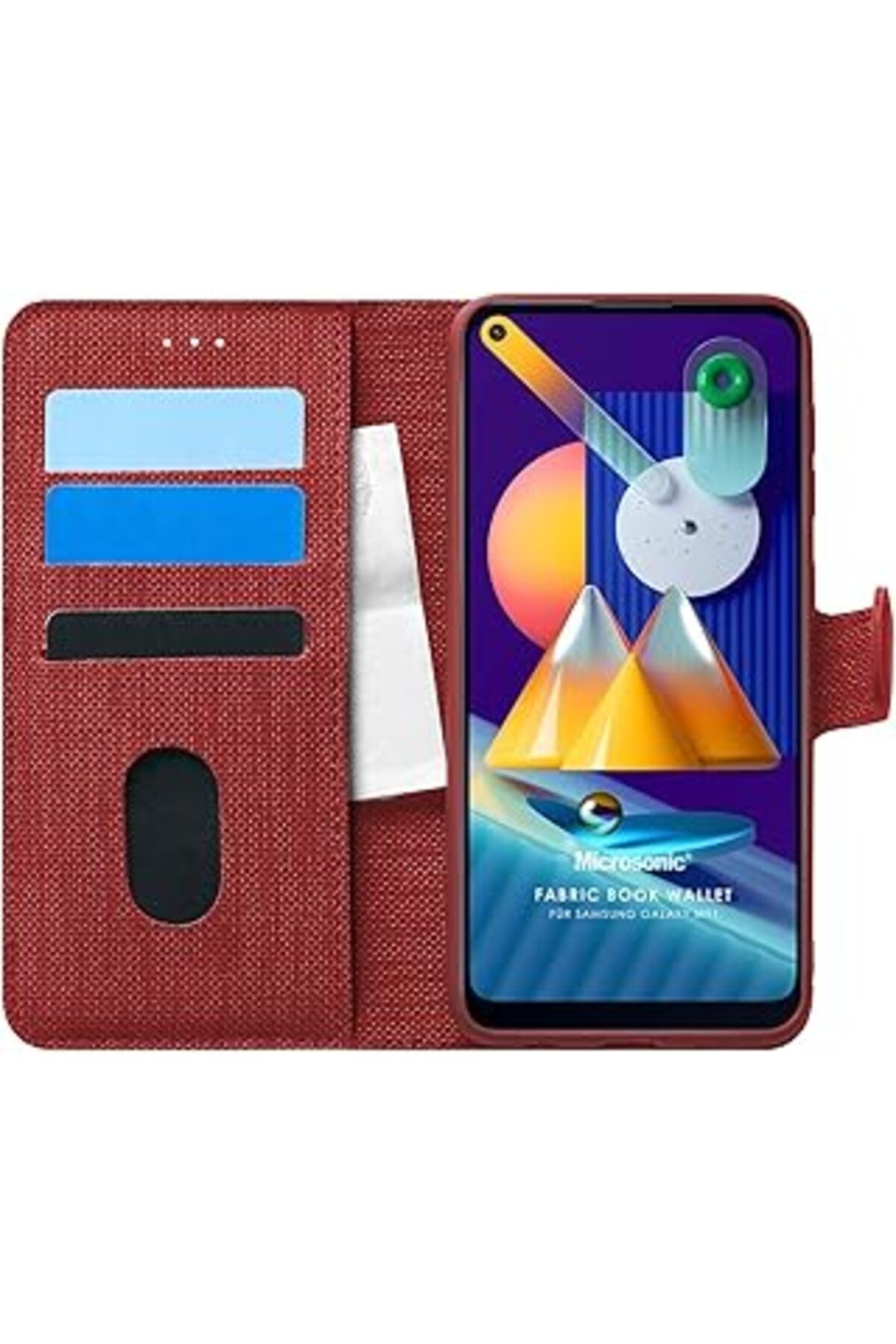 nazeninstoğu Galaxy M11 Için Kılıf Fabric Book Wallet Kırmızı [Galaxy M11 Ile Uyumlu Kılıf -