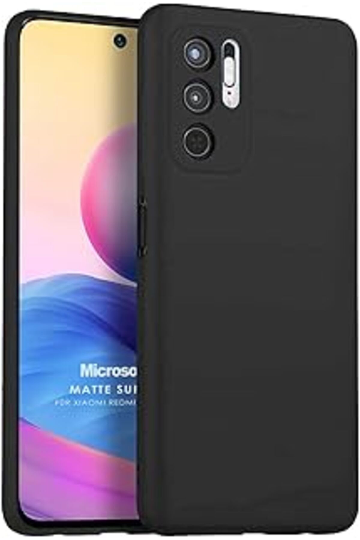 NZM TİCARET Matte Silicone Mi Redmi Note 10 5G Için Kılıf Siyah [Redmi Note 10 5G Ile Uyumlu Kıl