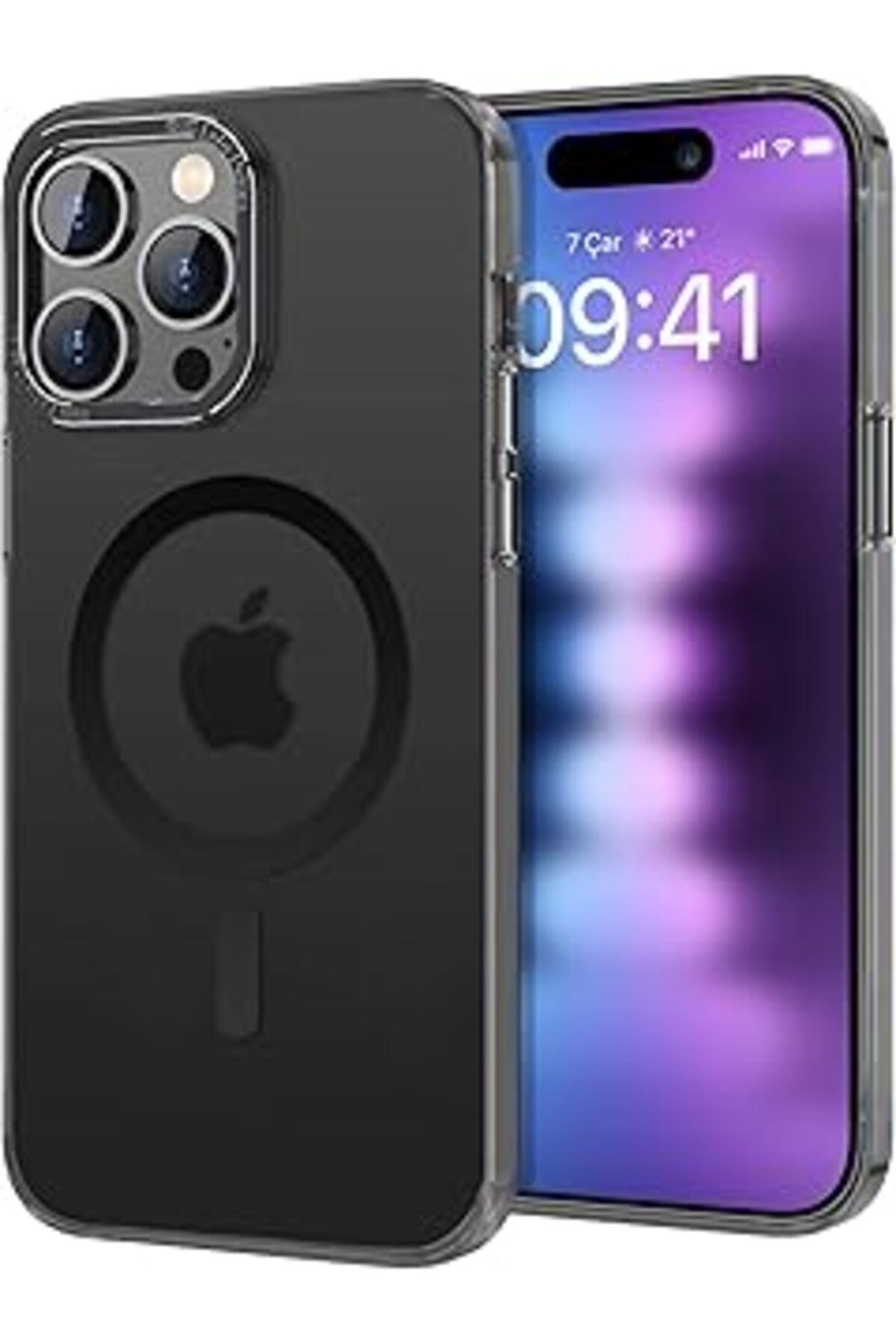 EDALKILIÇ Buff Labs Buff Iphone 15 Pro Max Ile Uyumlu Taofit Manyetik Yarı Saydam Metal Çerçeve Kılıf (Siyah)