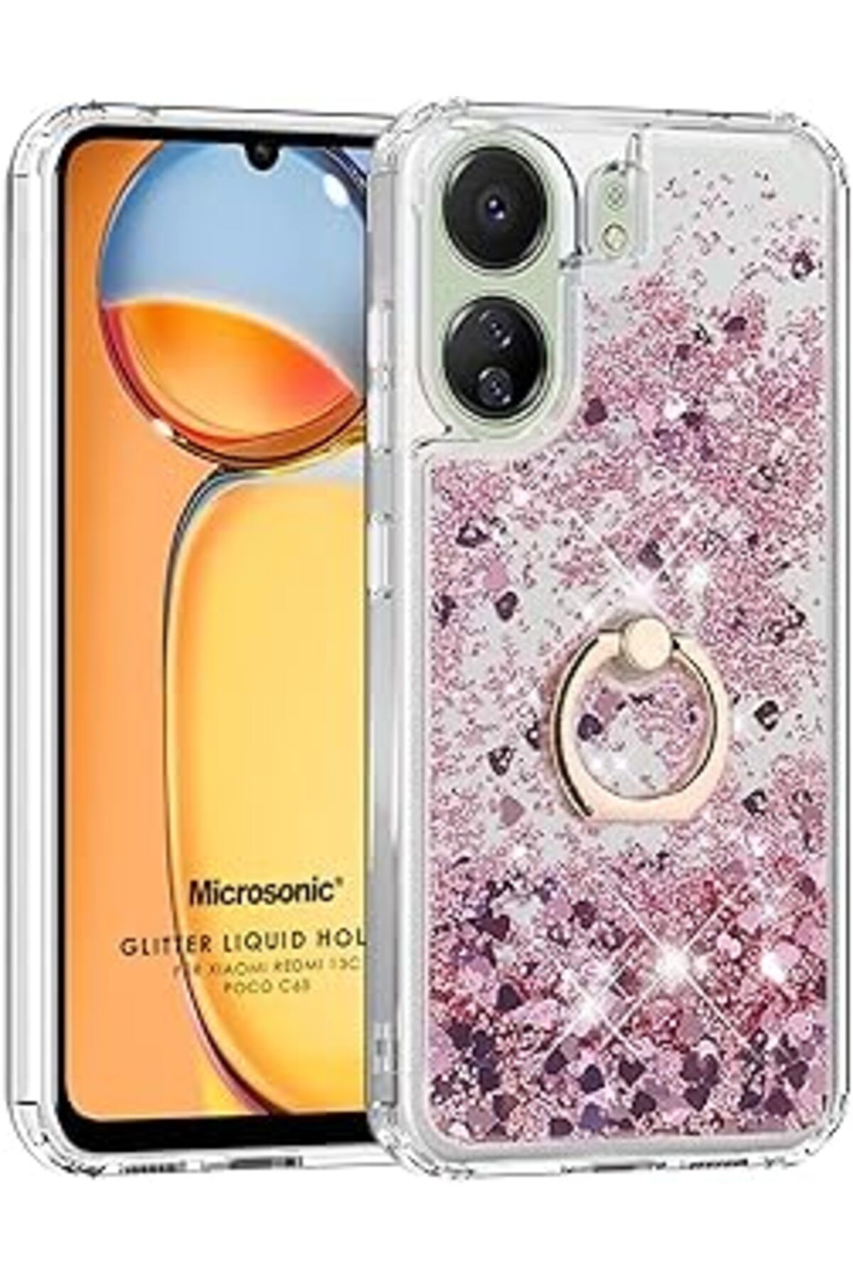 NZM TİCARET Mi Redmi 13C Kılıf Glitter Liquid Pembe [Redmi 13C Ile Uyumlu Kılıf - Pembe]