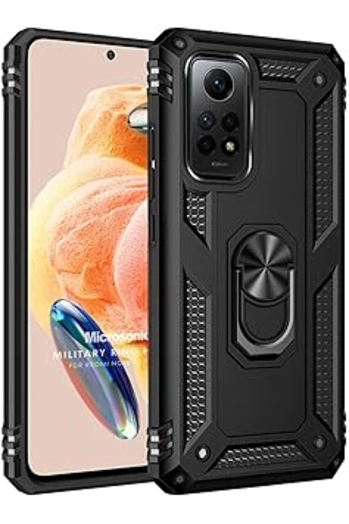 robotrend Redmi Note 12 Pro 4G Için Kılıf Military Ring Siyah [Redmi Note 12 Pro 4G