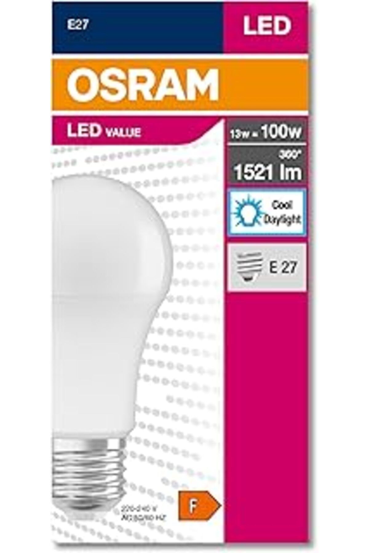 NZM TİCARET 4052899971042 Led Cla 100 13 W 1521 Lümen 6500 Kelvin Beyaz Işık E27 Duy Ampul, 12X6X6 Cm