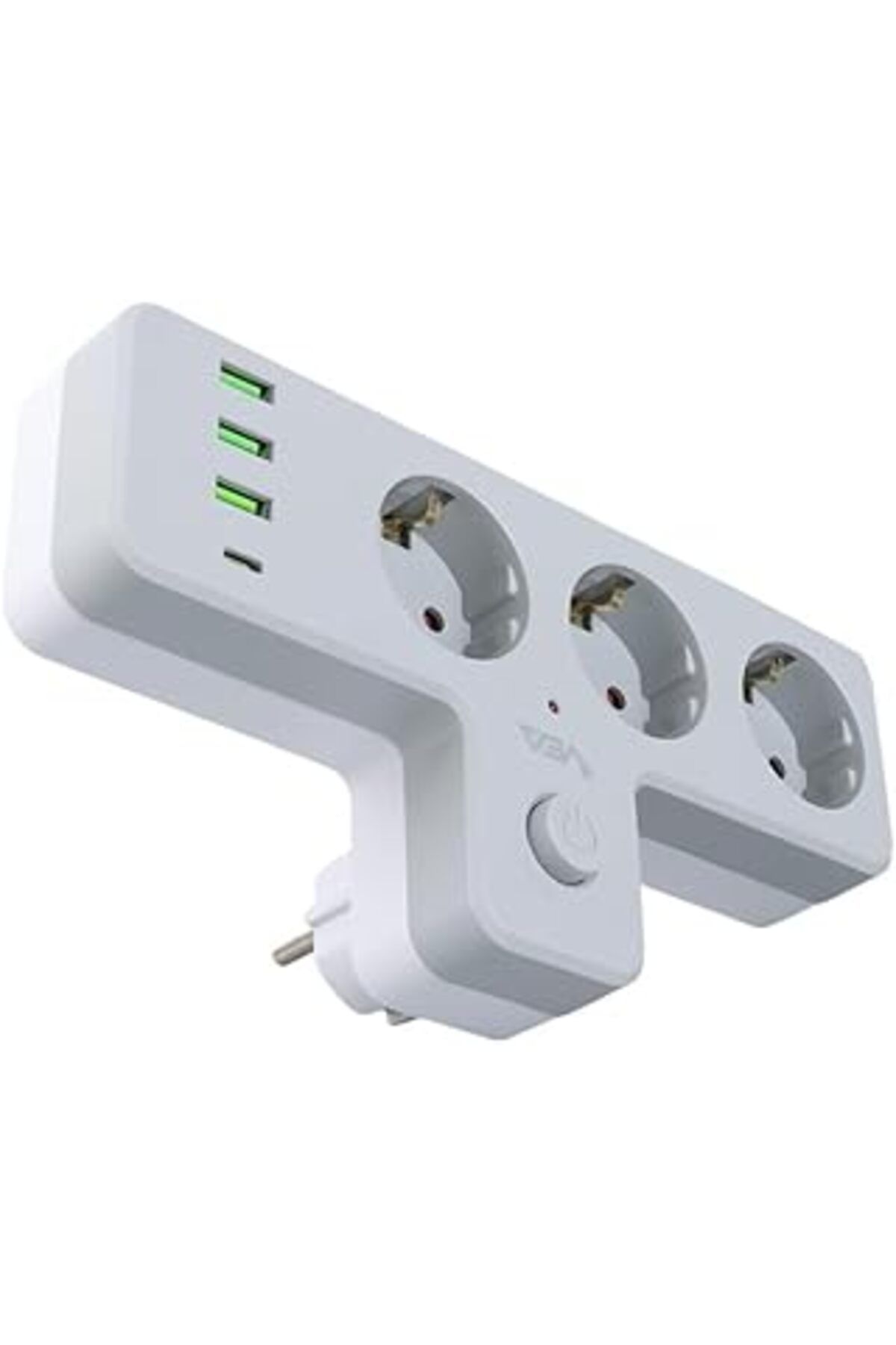 NZM TİCARET Monte Lua Anahtarlı Topraklı Priz Adaptörü, 3 Soketli 3xusb 2.4a, 1xtype-c 20 Watt, Akim Korumali P