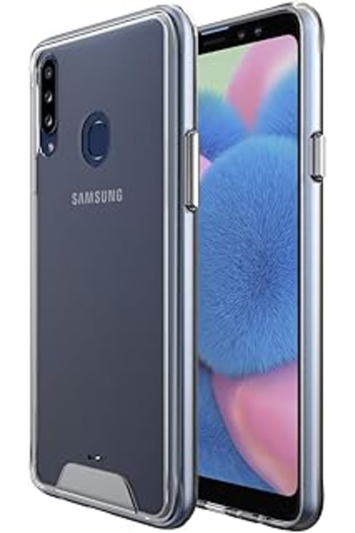 MAGNESİA Kny Galaxy M30 İÇin Kılıf, Silikon Kenarlı Sert Gard Kapak Şeffaf