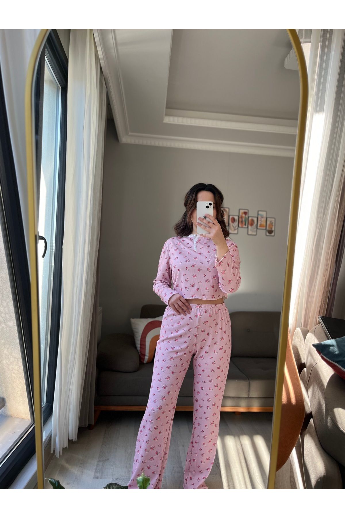 MODA Pinterest pembe çiçekli pijama takımı