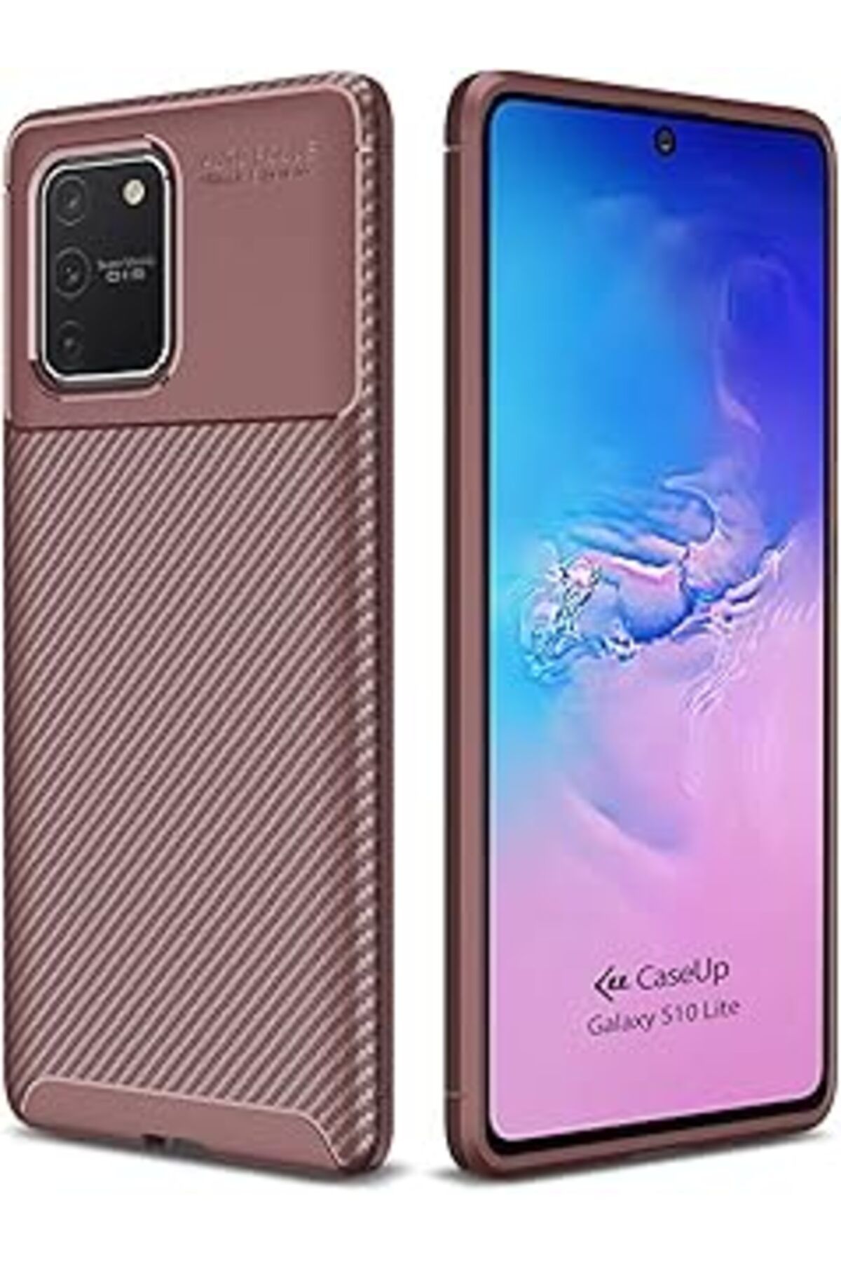 feifei Caseup Galaxy S10 Lite Uyumlu Kılıf, Caseup Fiber Design Kahverengi