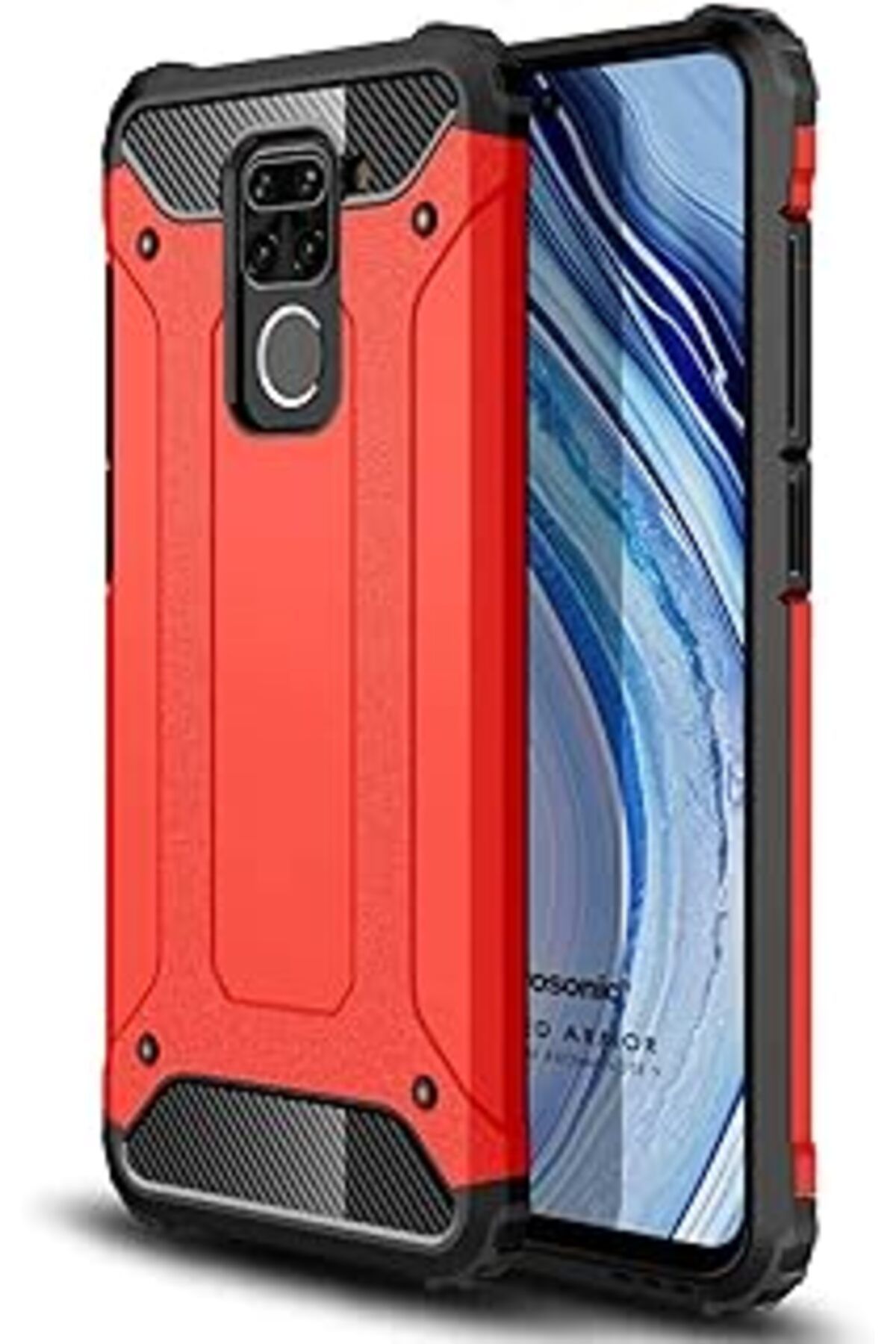 ebadi Redmi Note 9 Için Kılıf Rugged Armor Kırmızı [Redmi Note 9 Ile Uyumlu Kılıf - Kır