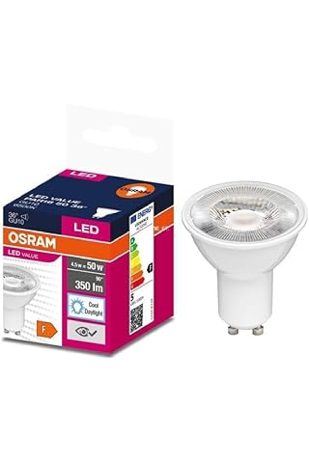 ebadi Led Ampul, Reflektör, Gu10, Gün Işığı Beyazı, 6500K, Kısılabilir Değil, 36°