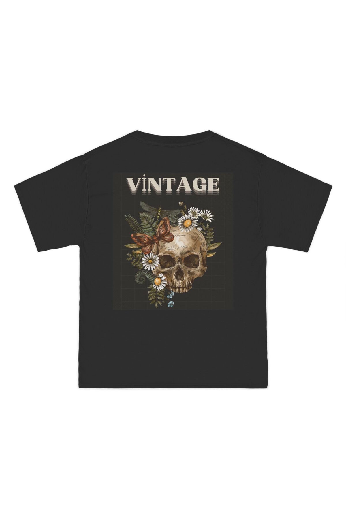 zyver Vintage Kafatası Çiçekli Grafik Tişört - Rahat Stil için Havalı Unisex Tişört