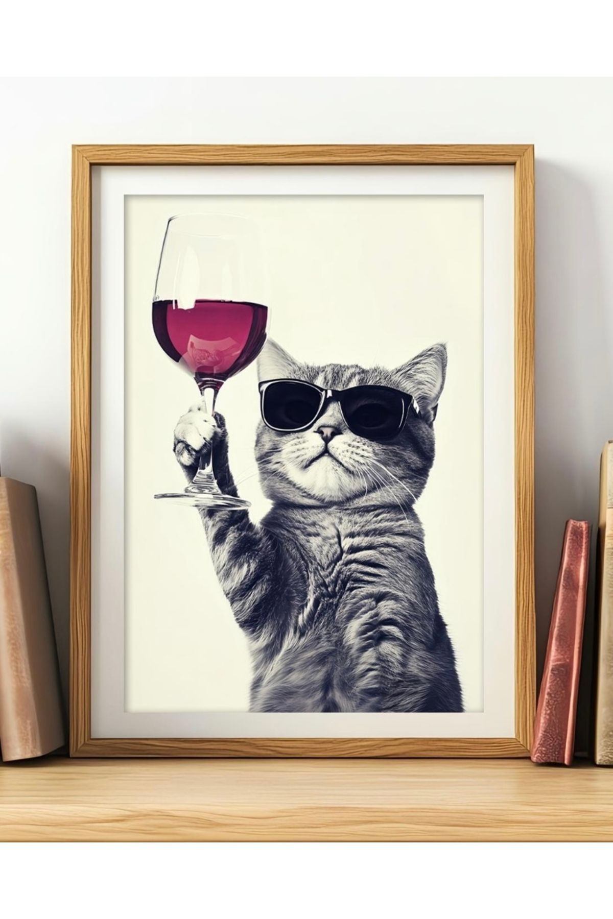 HandMadeBuy Retro Çerçevesiz Kedi Poster, Duvar Dekorasyonu,Tablo Ölçülerinde Poster