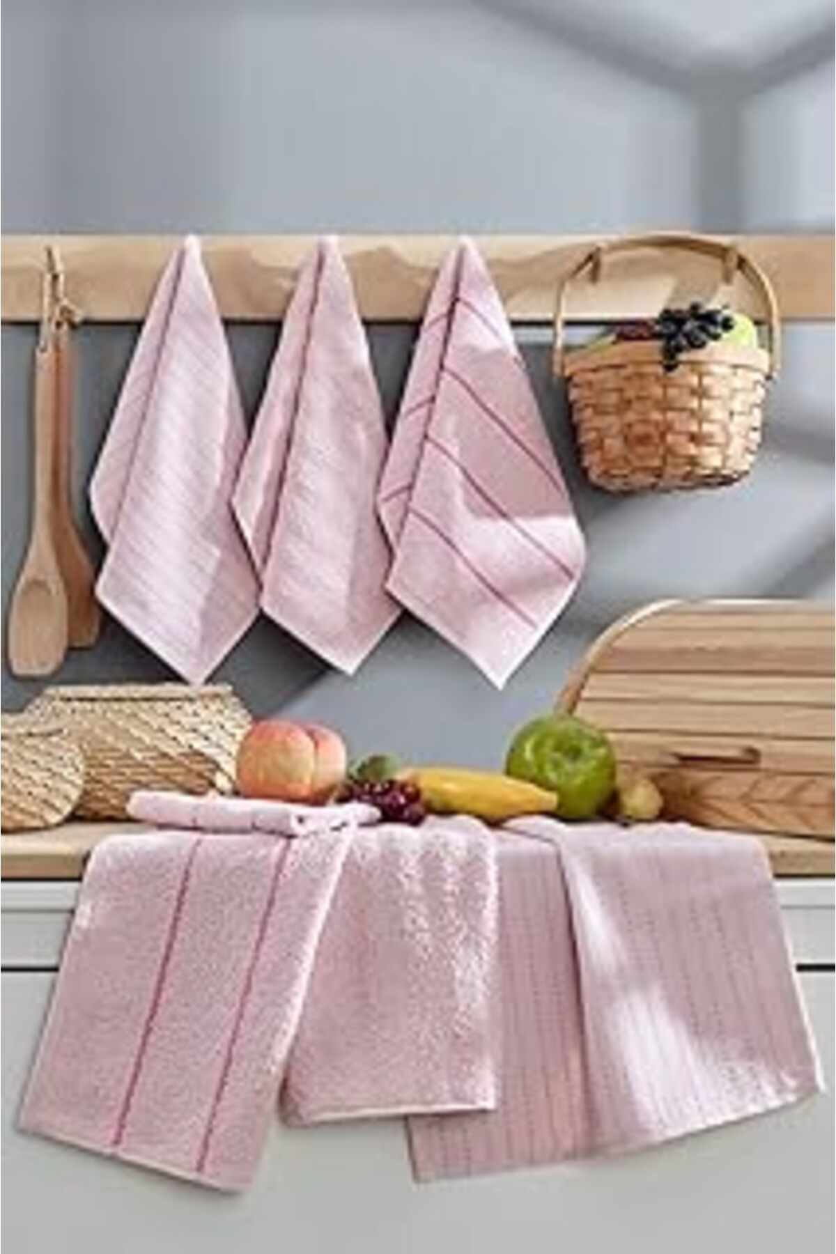 ShopZum Hexra Sophia 6'Lı 30X50 Cm El Ve Yüz Havlu S Mutfak Havlusu Sophia Pembe Sofyapudra 30 X 50