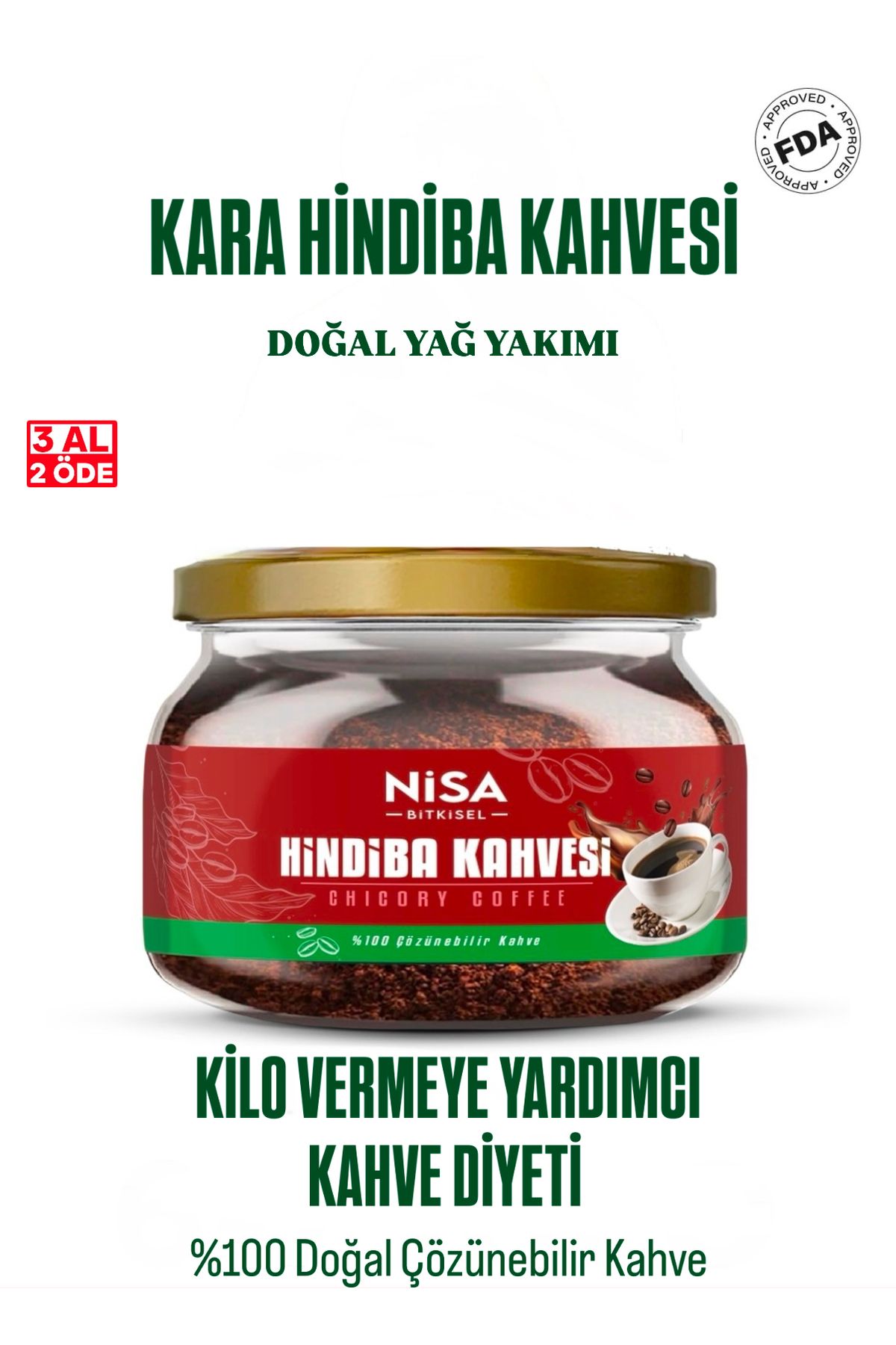 NİSA BİTKİSEL Hindiba Kahvesi Kilo Vermeye Zayiflama Detox Diyeti 100 gr