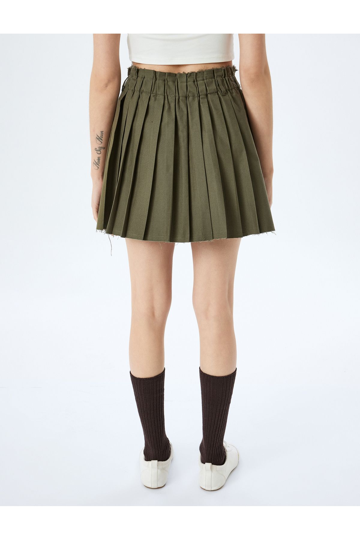 Koton-New Season Elastic Waist Pleated Mini Skirt 4