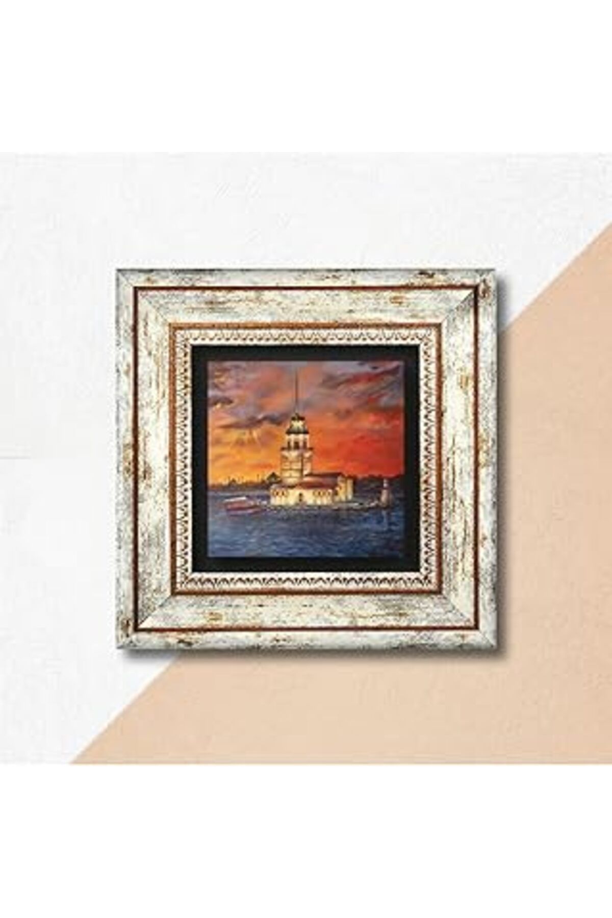 EDALKILIÇ Pione İStanbul Kız Kulesi Taş Duvar Tablosu Çerçeveli Duvar Dekoru Wall Art K1-88