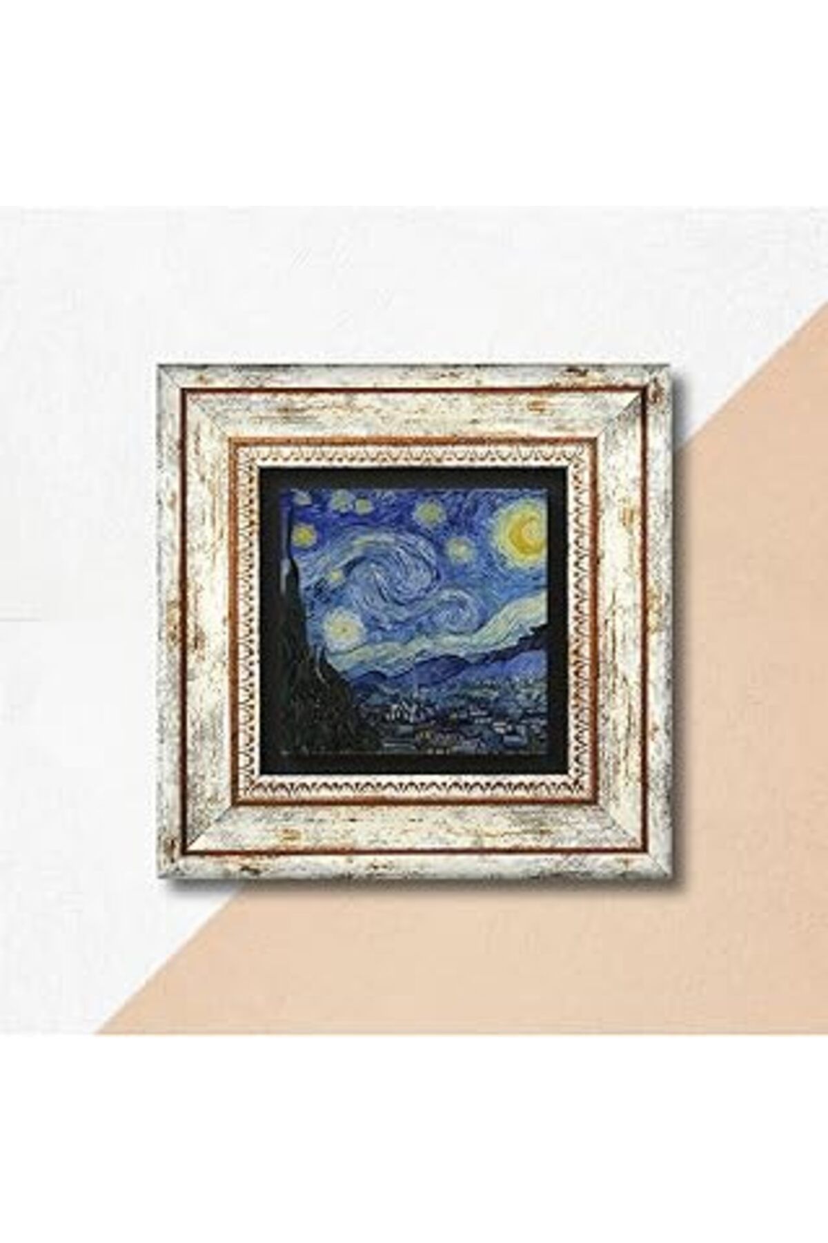 EDALKILIÇ Pione Vincent Van Gogh Yıldızlı Gece Taş Duvar Tablosu Çerçeveli Duvar Dekoru Wall Art K1-65