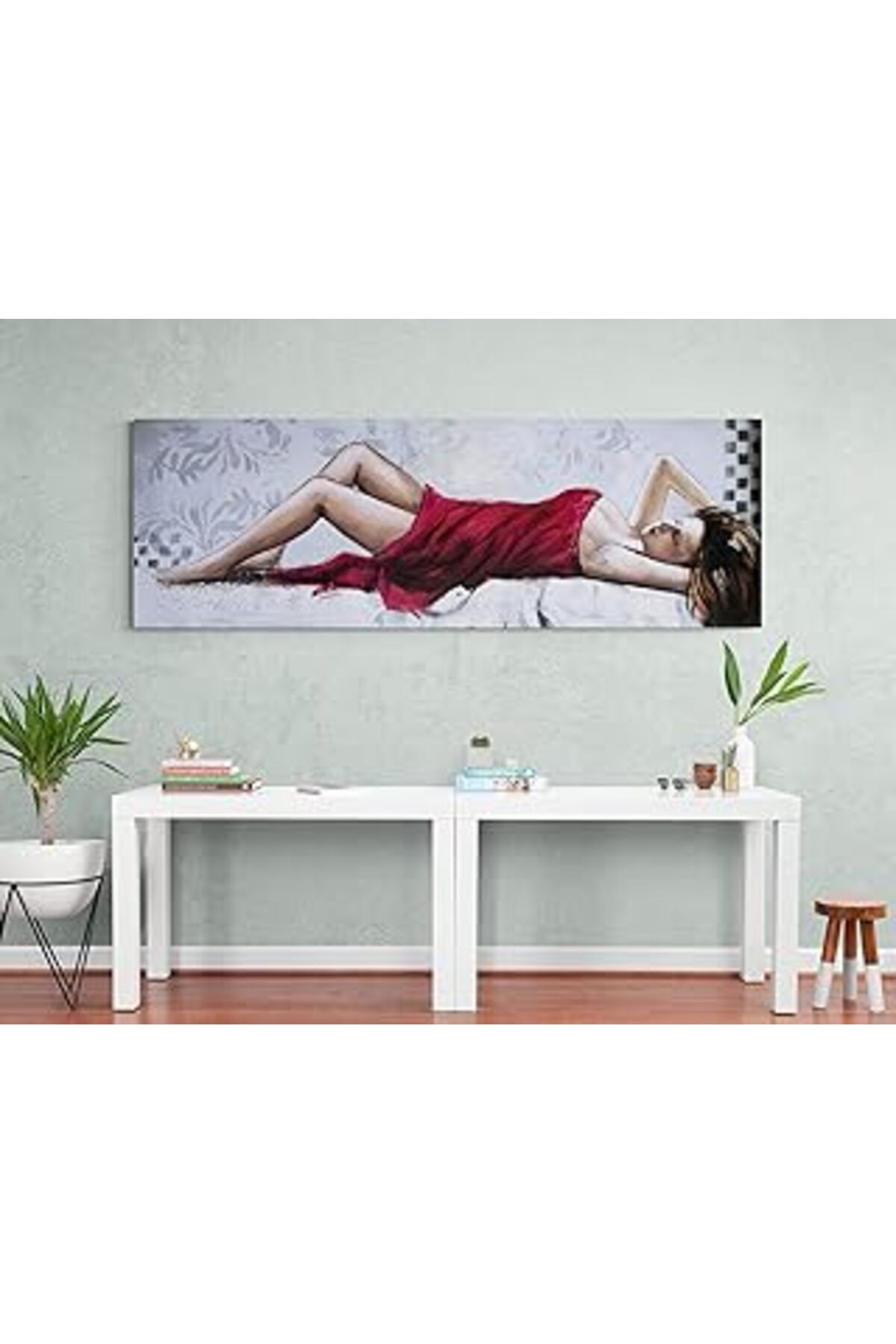 EDALKILIÇ Atlantis Tablo B12702 Yatan Kadın 5 Kanvas Tablo, 150X50 Cm