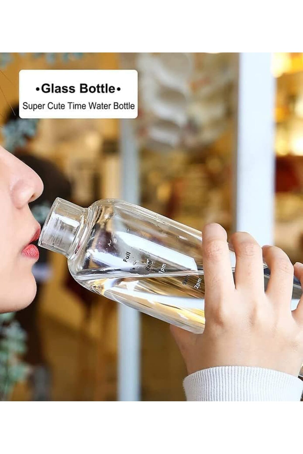 Home Zone-750ml Water Bottles with Time Marker Reusable Clear Glass Drinking Bottles 8